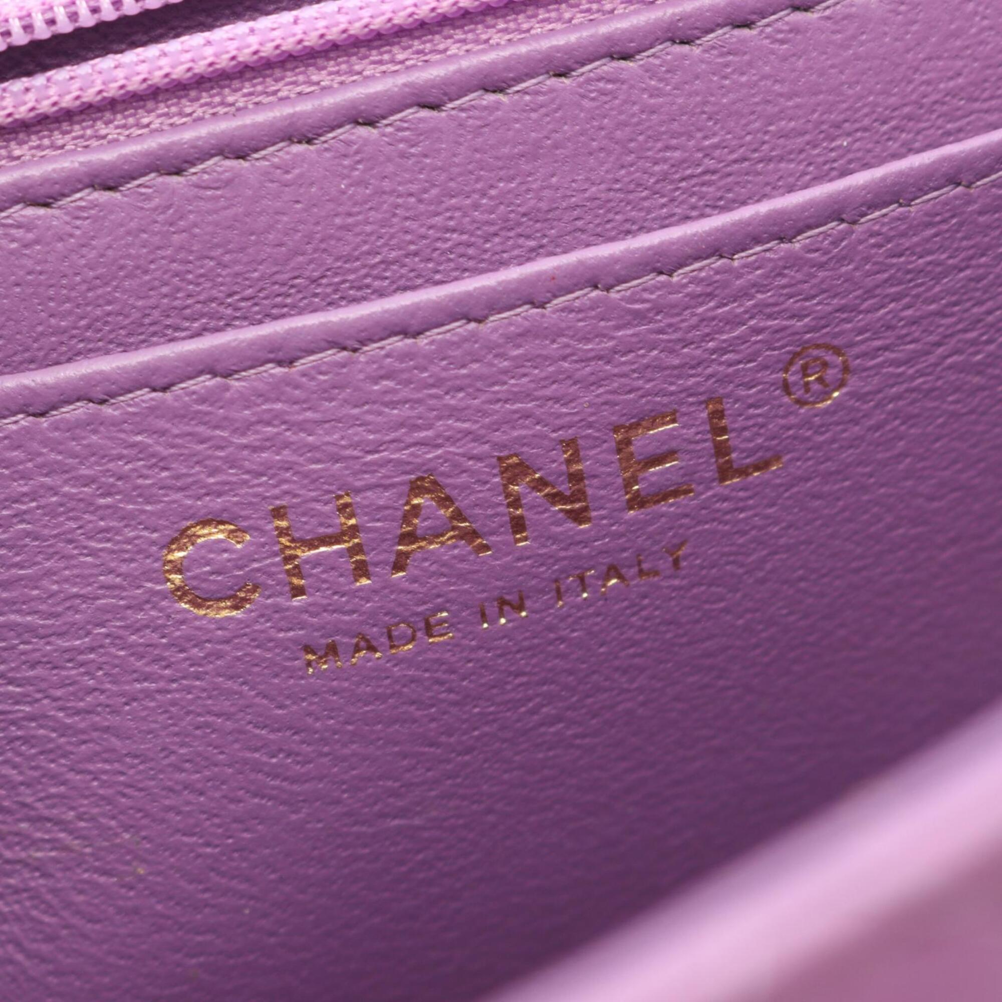 Chanel Purple Leather Handbag Shoulder Bag (Pre-Owned)
