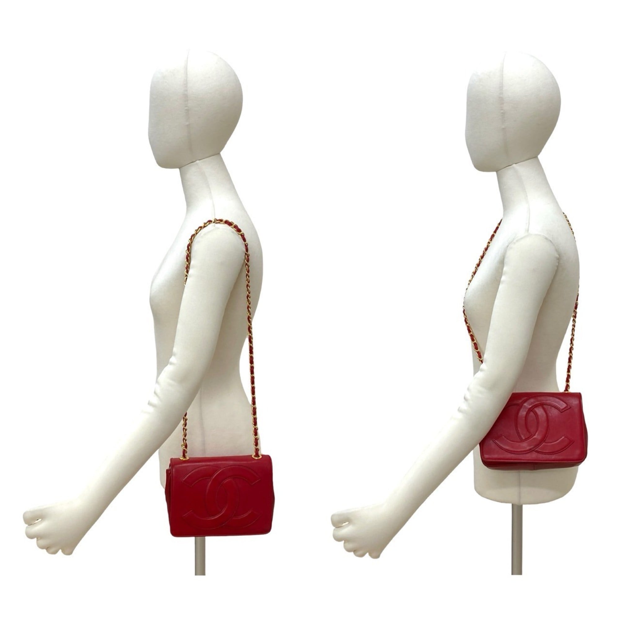 Chanel Red Color Leather Shoulder Bag (Pre-Owned)