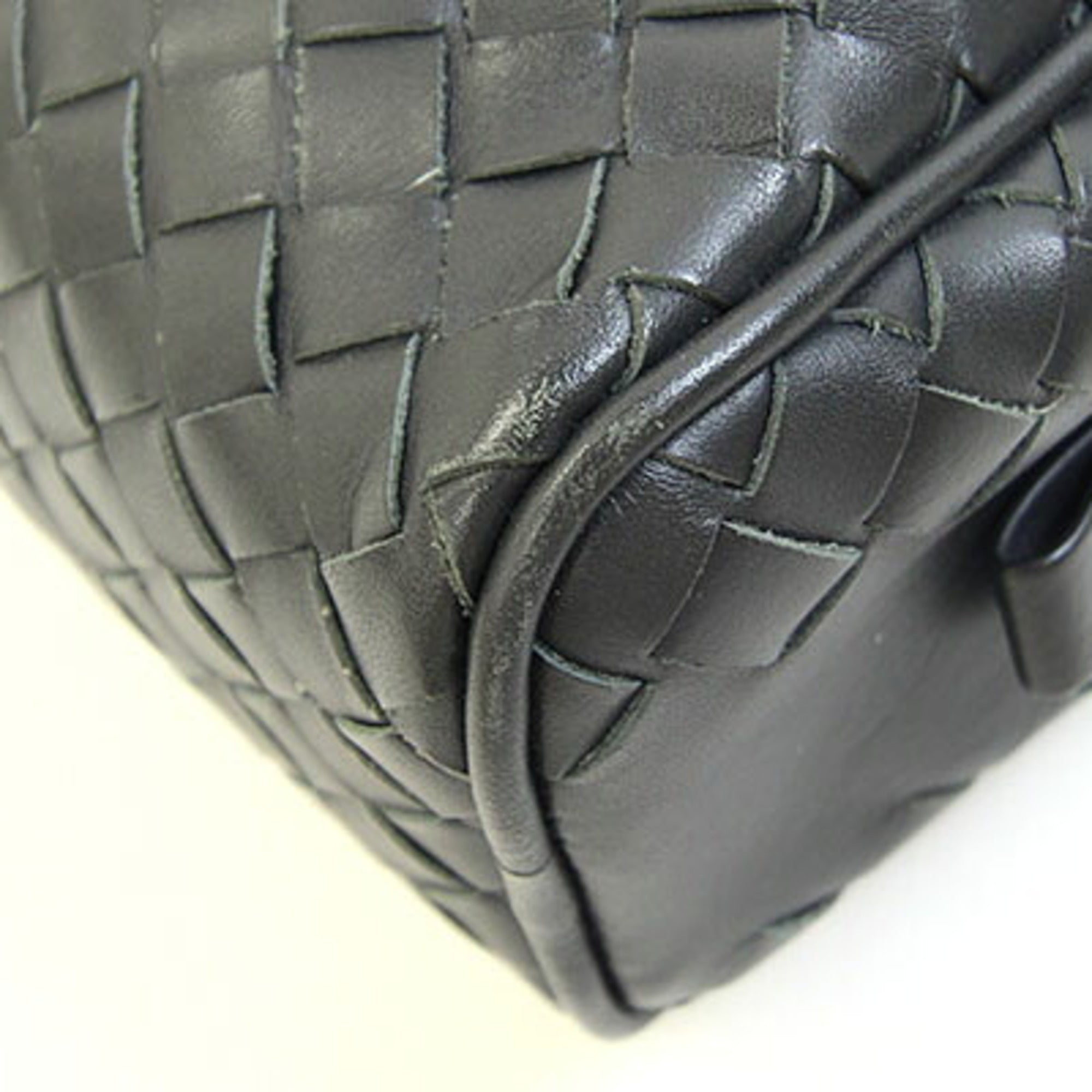Bottega Veneta Intrecciato Dark Gray Leather Pouch (Pre-Owned)