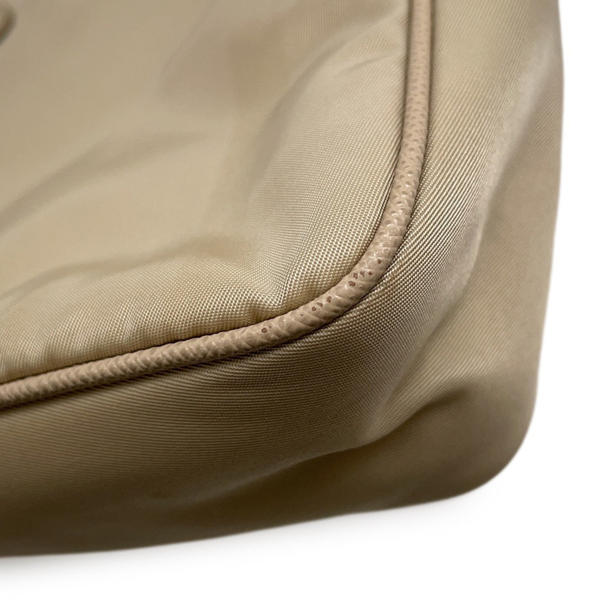Prada Beige Nylon Leather Handbag Shoulder Bag (Pre-Owned)
