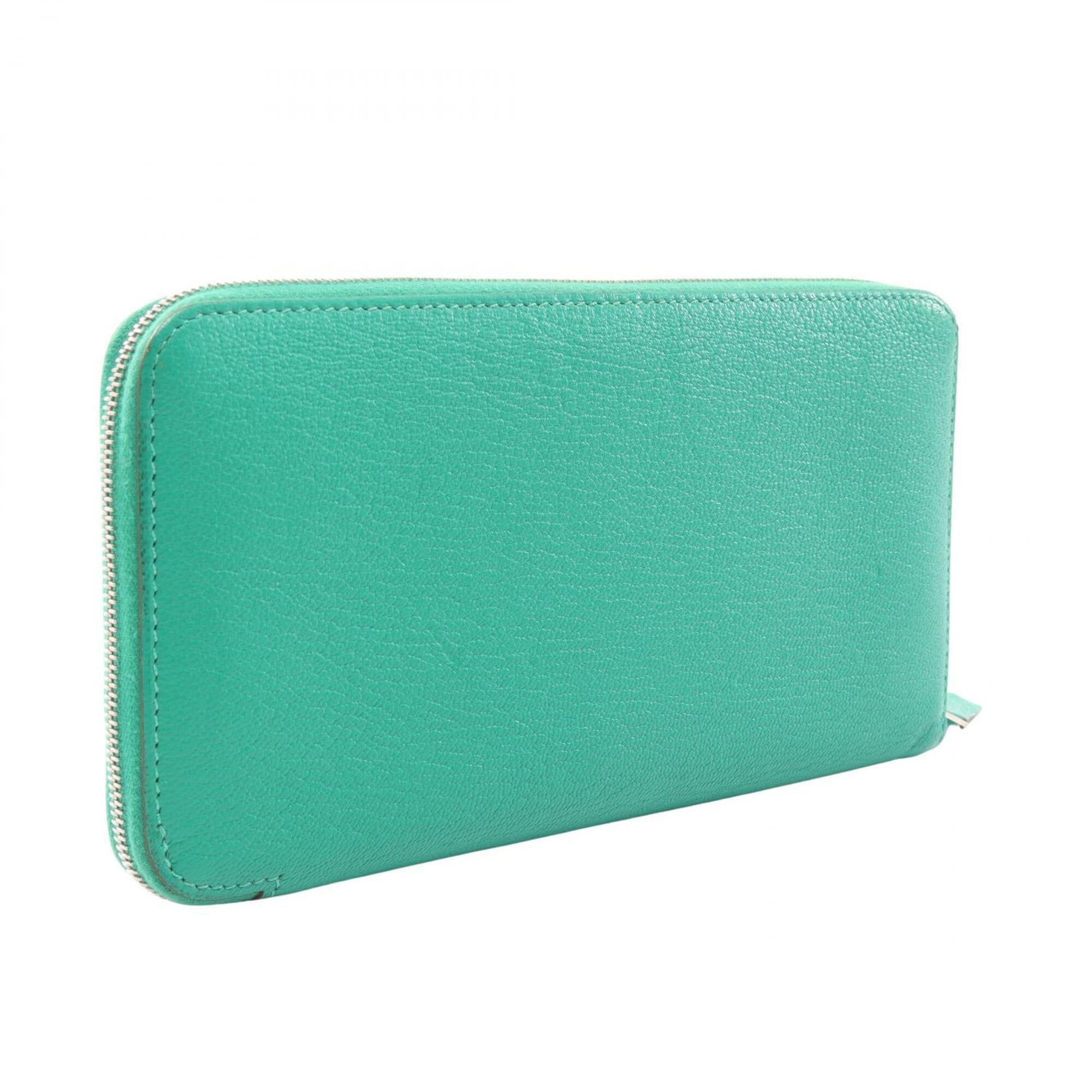 Hermes Green Mint Green Chevre Leather Long Wallet (Bi-Fold) (Pre-Owned)