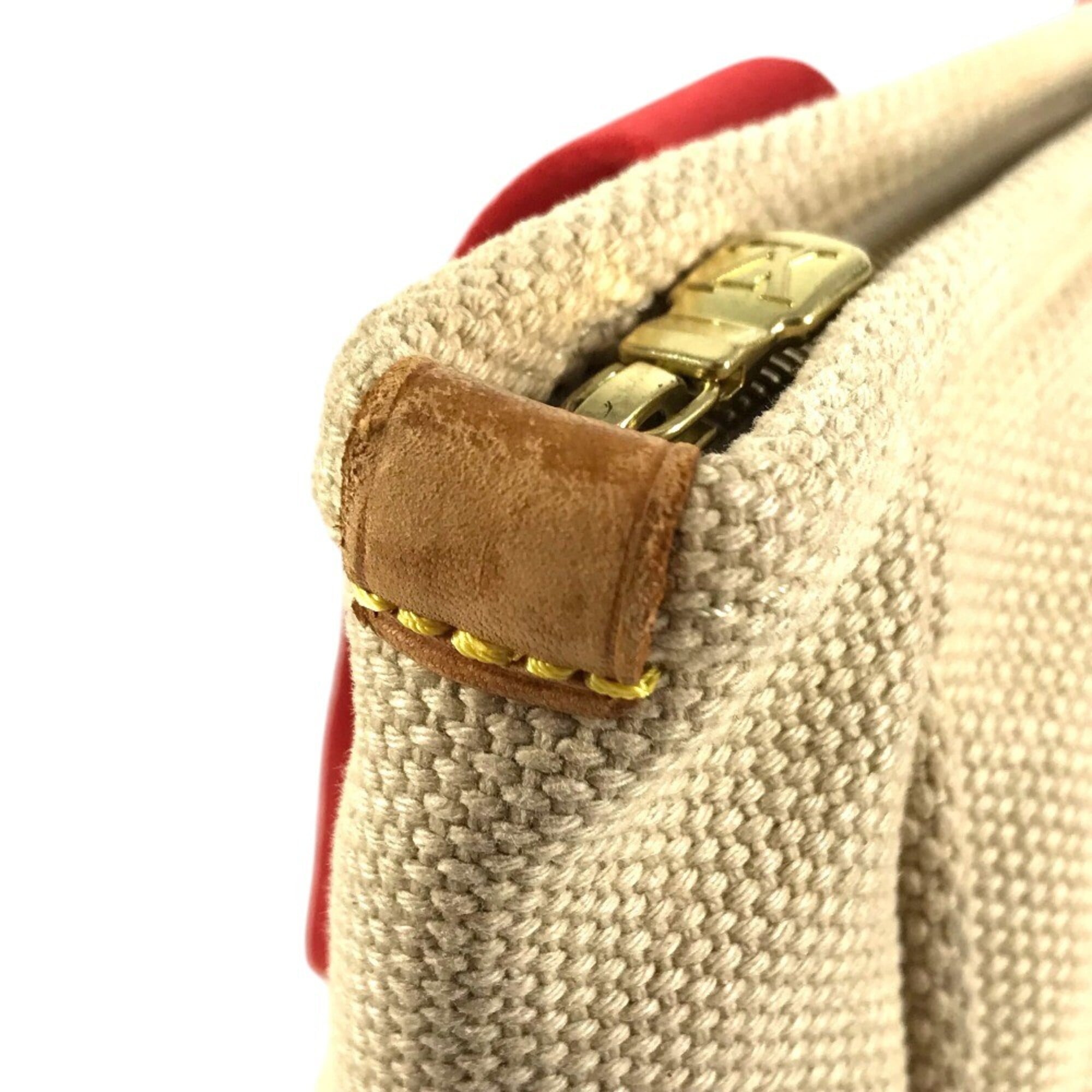 Louis Vuitton Antigua Beige Red Color Canvas Shoulder Bag Tote Bag (Pre-Owned)