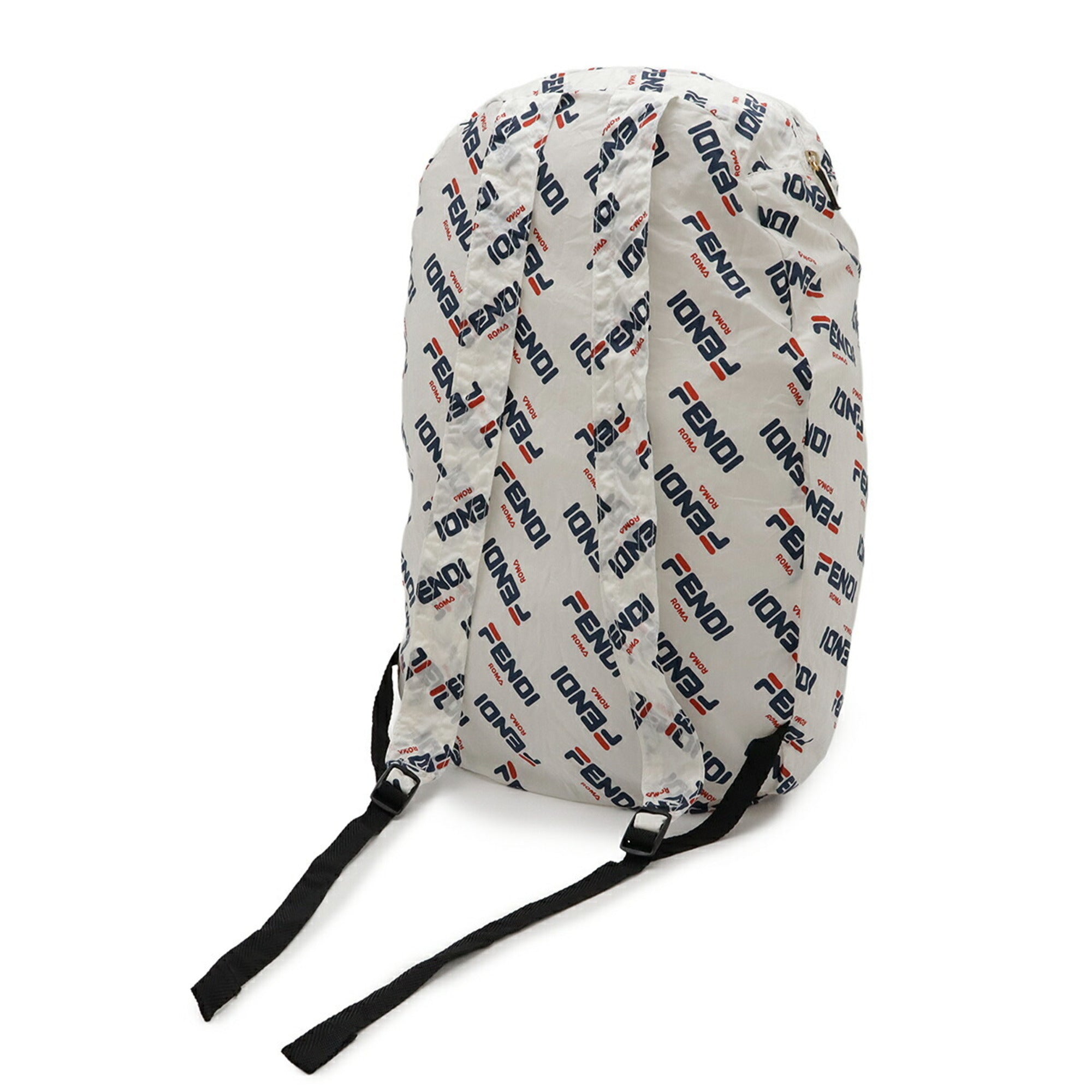 Fendi Multi-Color White Nylon Leather Backpack (Pre-Owned)