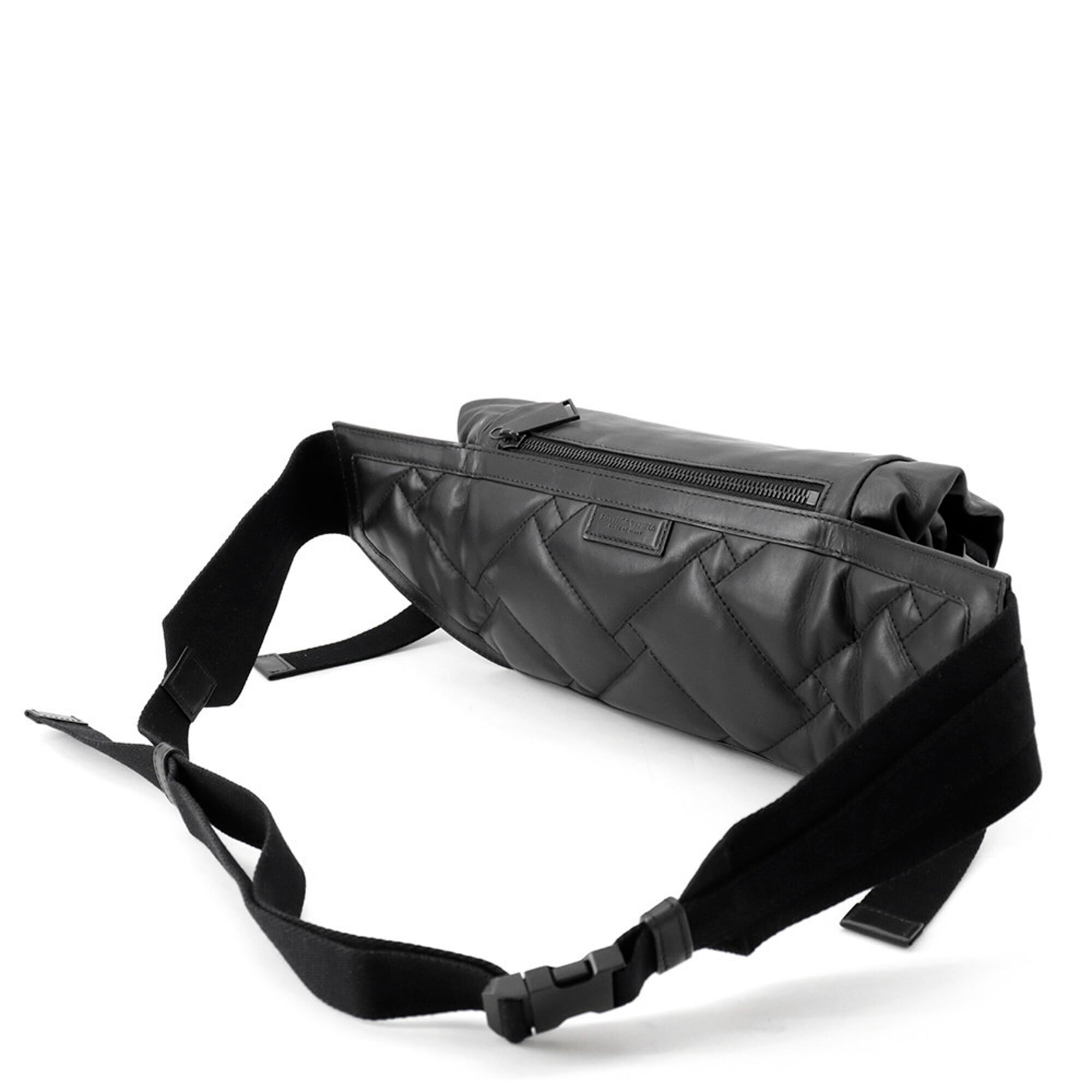 Bottega Veneta Black Leather Canvas Handbag Sling Bag (Pre-Owned)