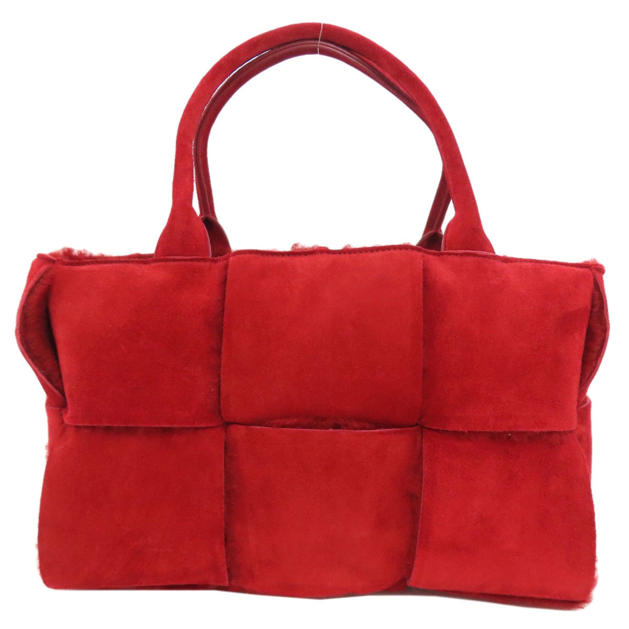 Bottega Veneta Red Color Suede Handbag (Pre-Owned)