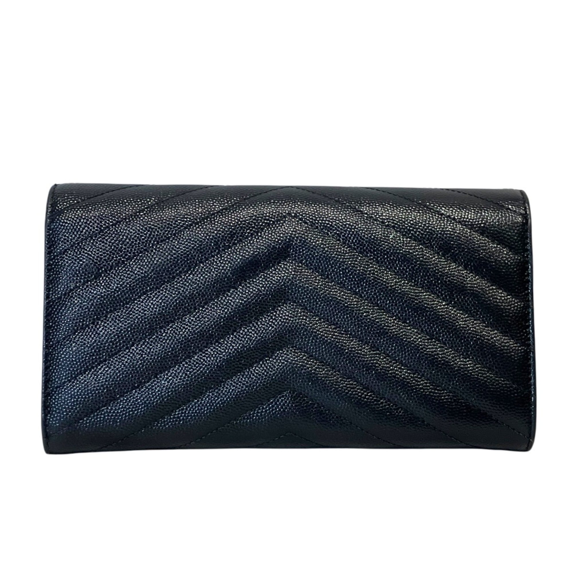 Saint Laurent Black Leather Long Wallet (Bi-Fold) (Pre-Owned)