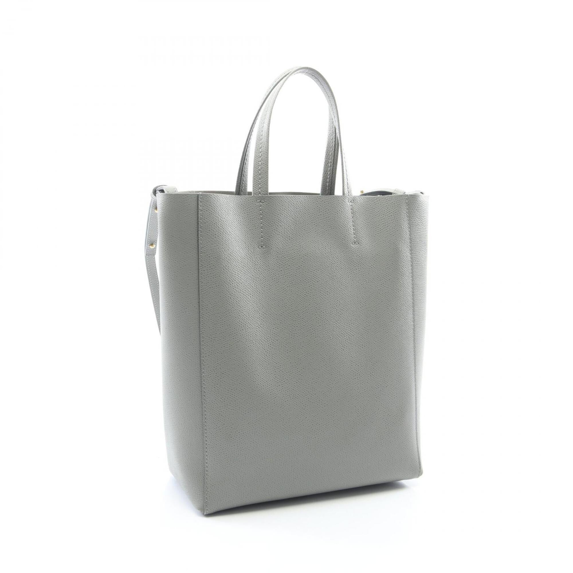 Celine Cabas Gray Leather Handbag Tote Bag (Pre-Owned)
