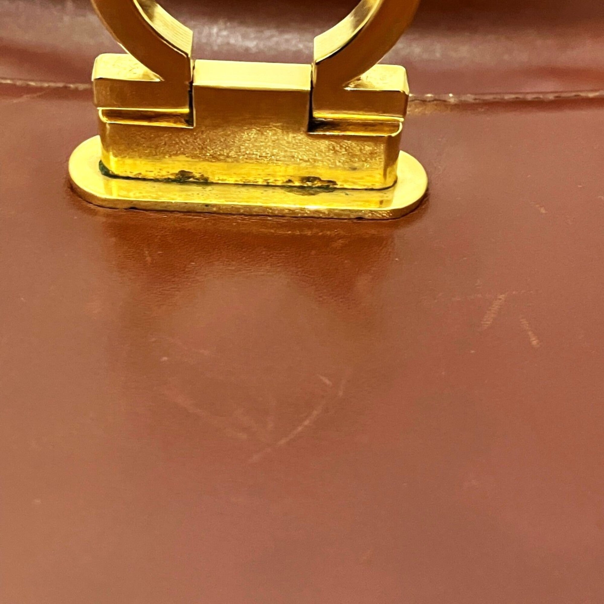 Salvatore Ferragamo Gancini Brown Leather Handbag (Pre-Owned)