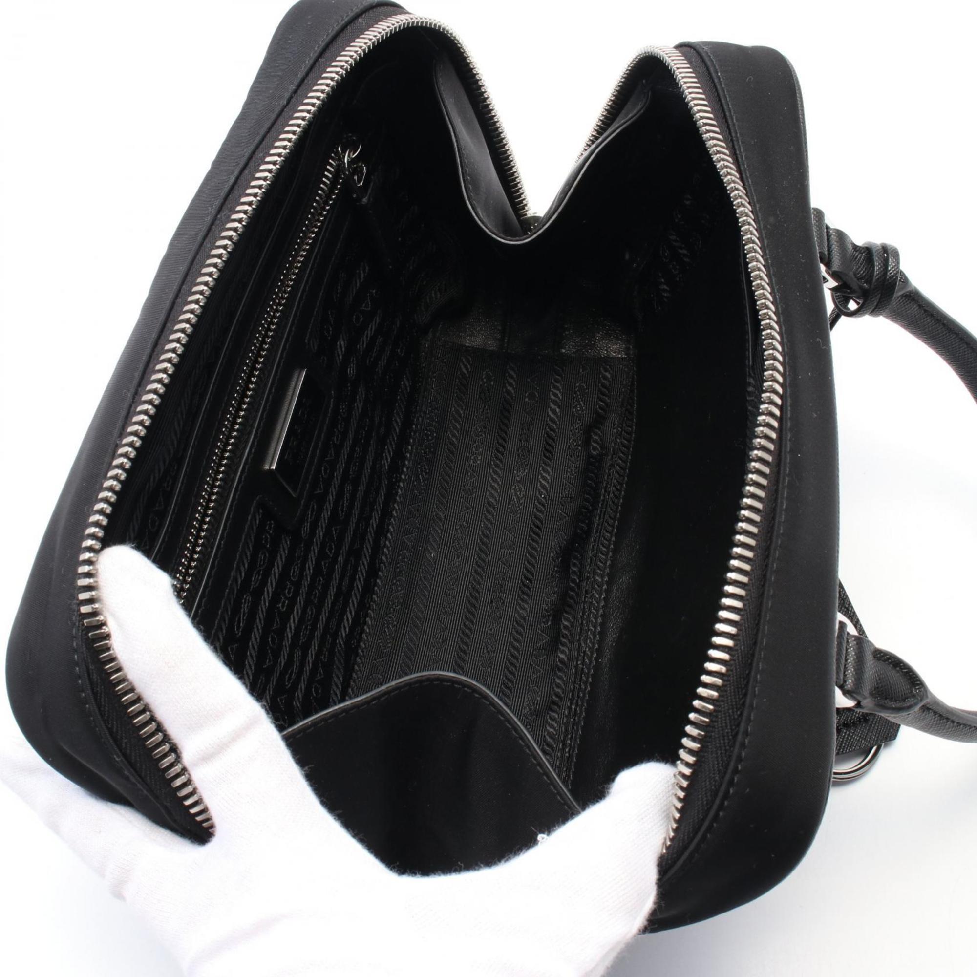 Prada Black Nylon Leather Handbag (Pre-Owned)