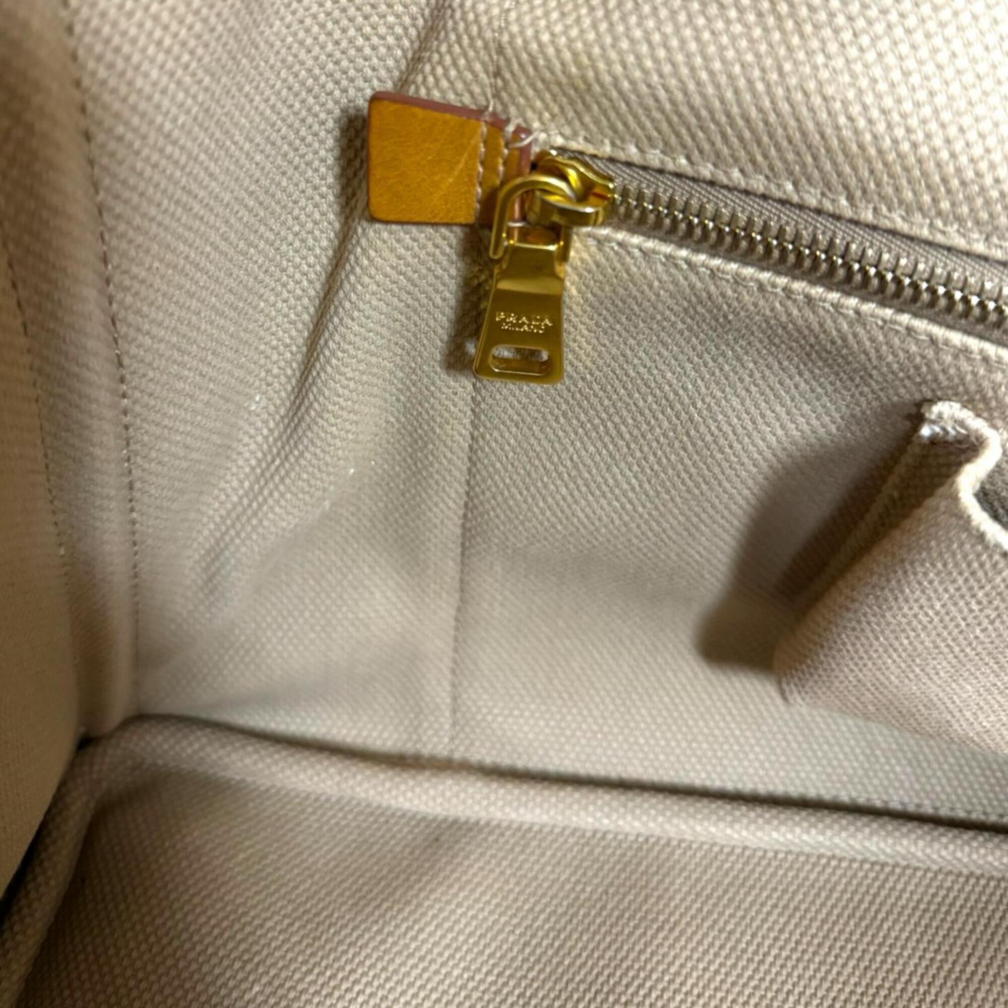 Prada Canapa Beige Canvas Handbag (Pre-Owned)