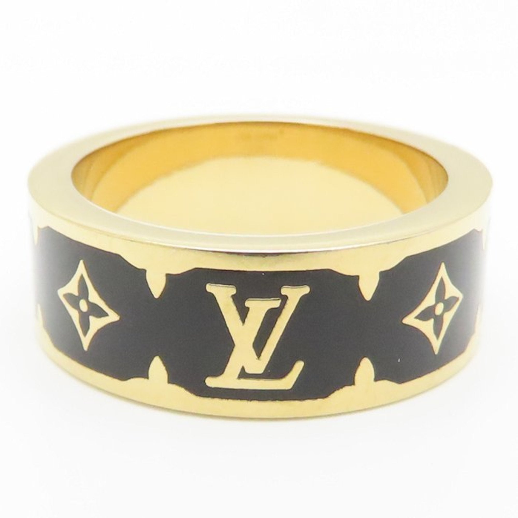 Louis Vuitton Gold Black Gold Plating Band Ring (Pre-Owned)