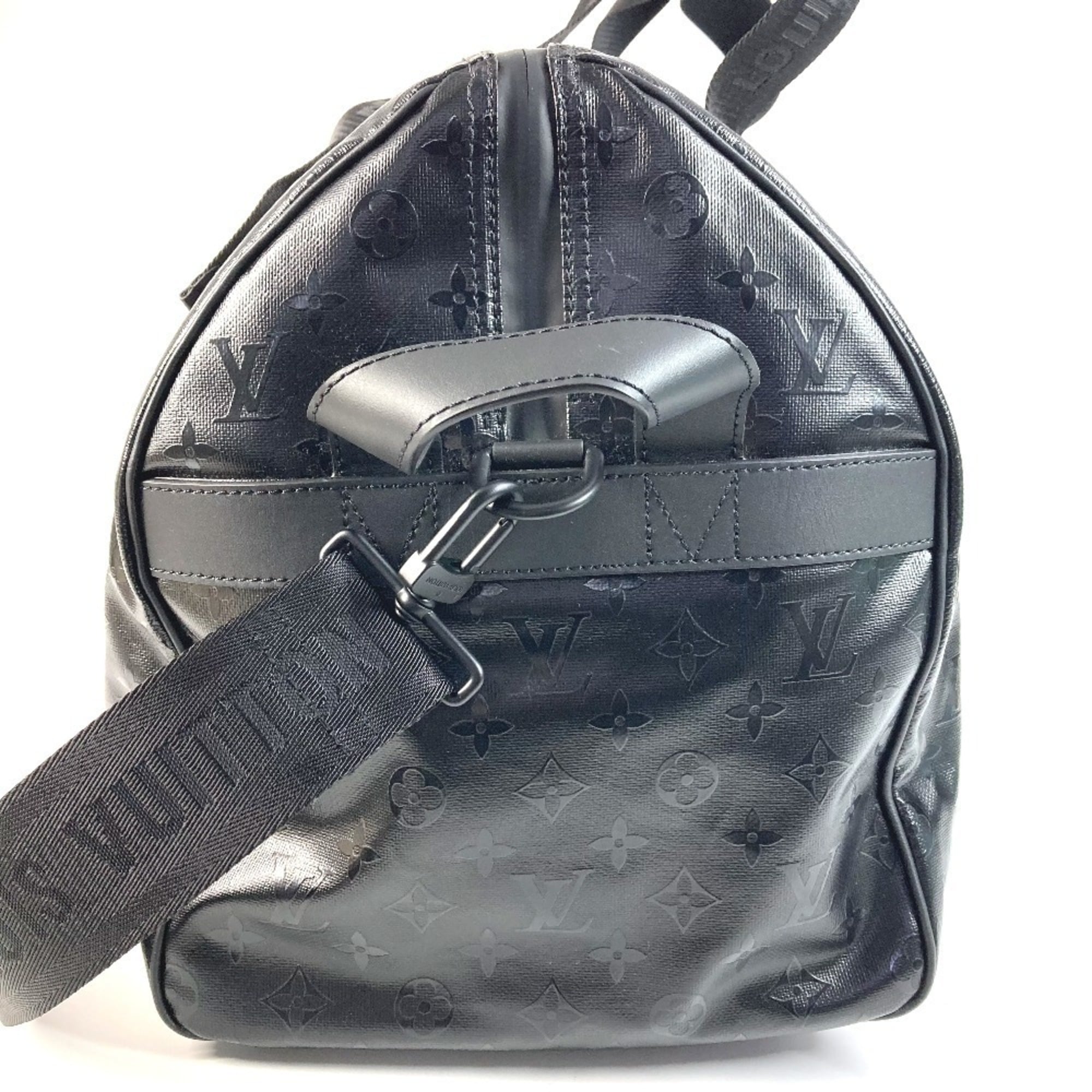 Louis Vuitton Black Leather Canvas Boston Bag Shoulder Bag (Pre-Owned)
