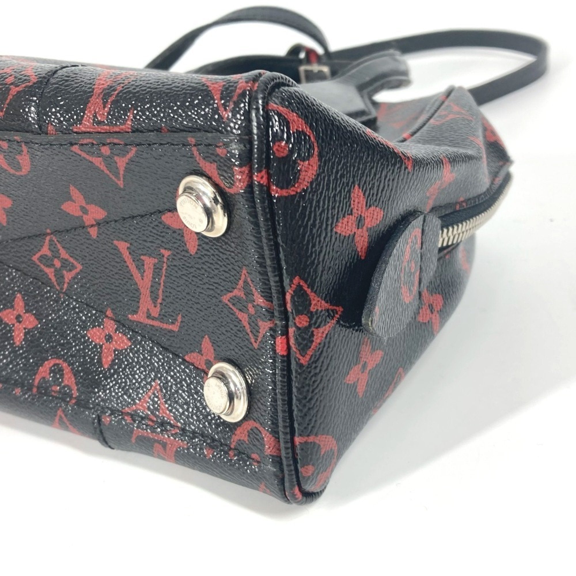 Louis Vuitton Black Red Color Monogram Handbag Shoulder Bag (Pre-Owned)