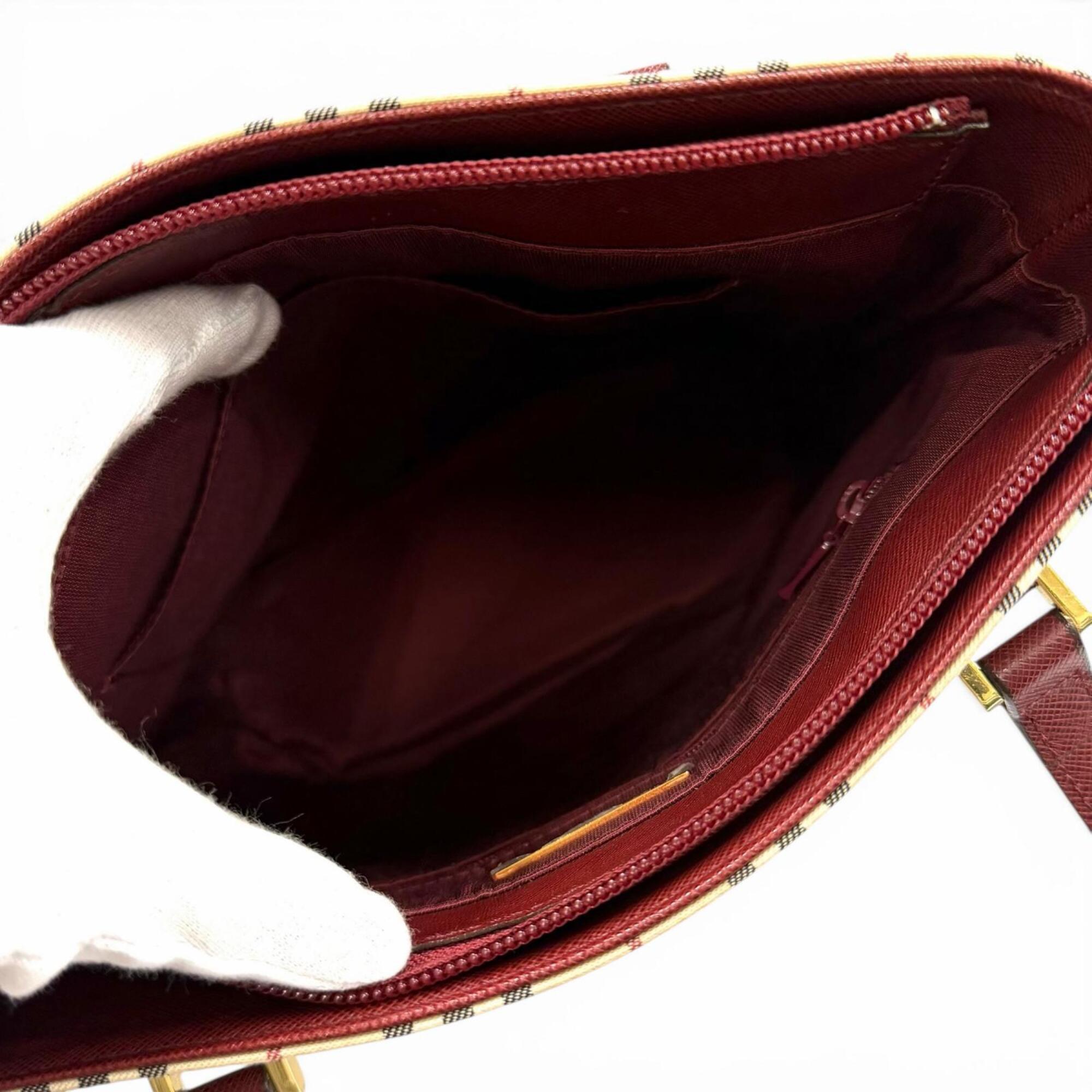 Burberry Beige Bordeaux Leather Tote Bag (Pre-Owned)