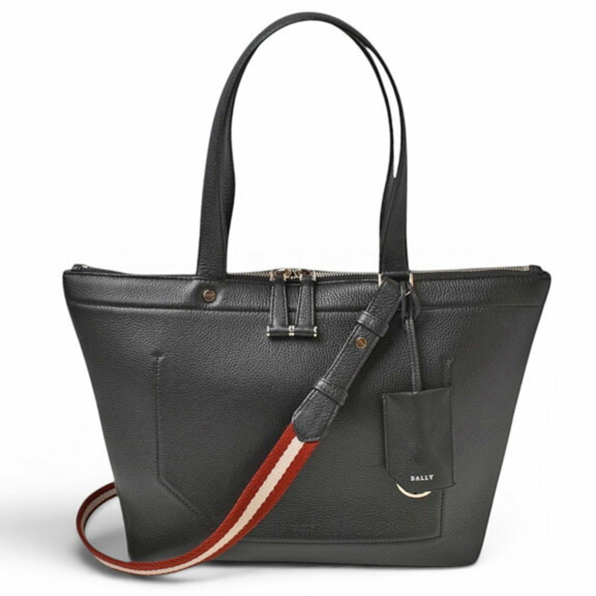 Bally Black Leather Shoulder Bag Tote Bag (Pre-Owned)