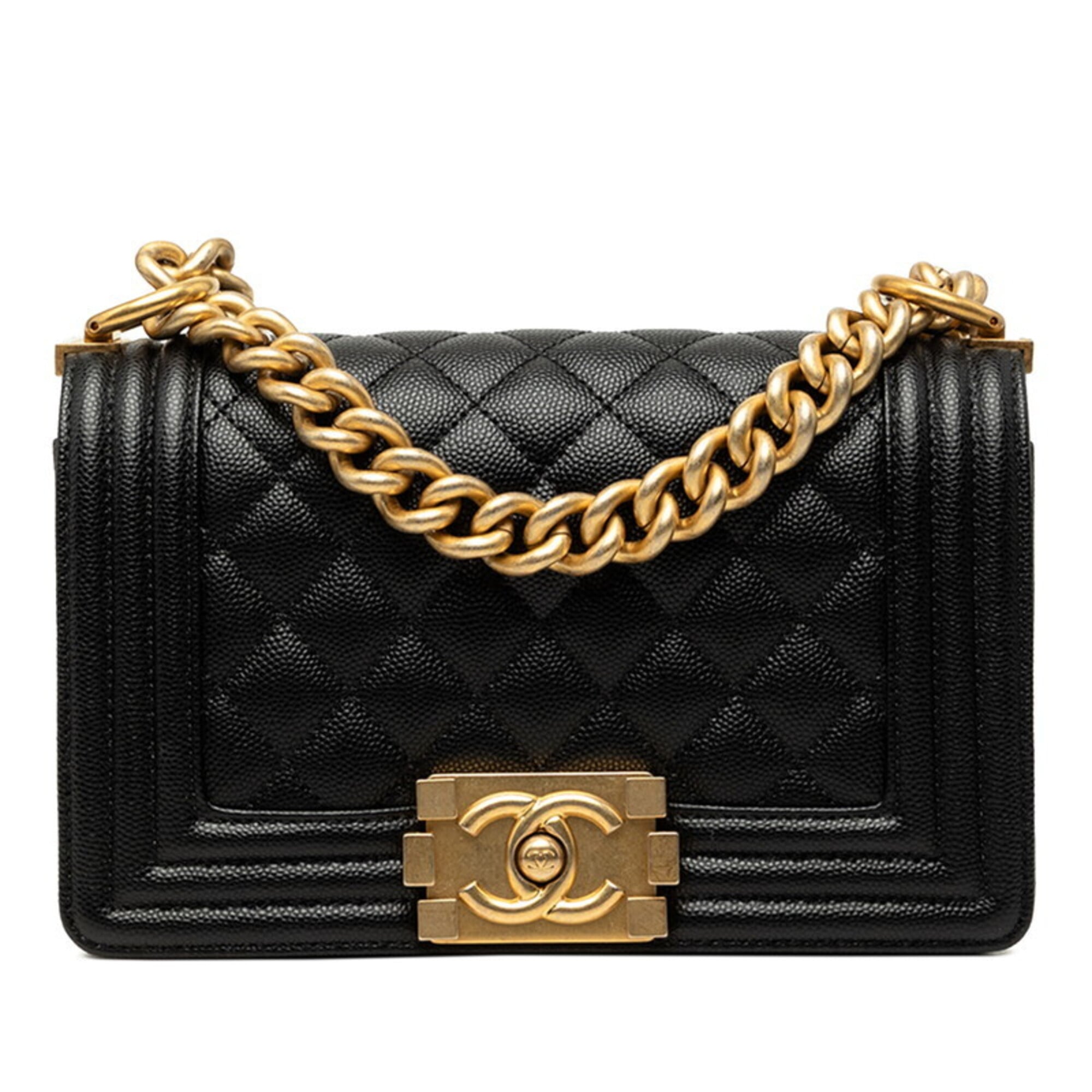 Chanel Black Grained Calfskin Shoulder Bag (Pre-Owned)