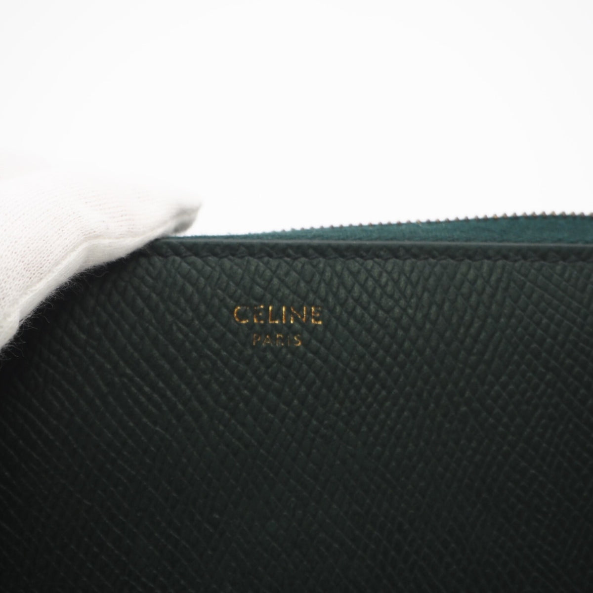 Celine Green Leather Long Wallet (Bi-Fold) (Pre-Owned)