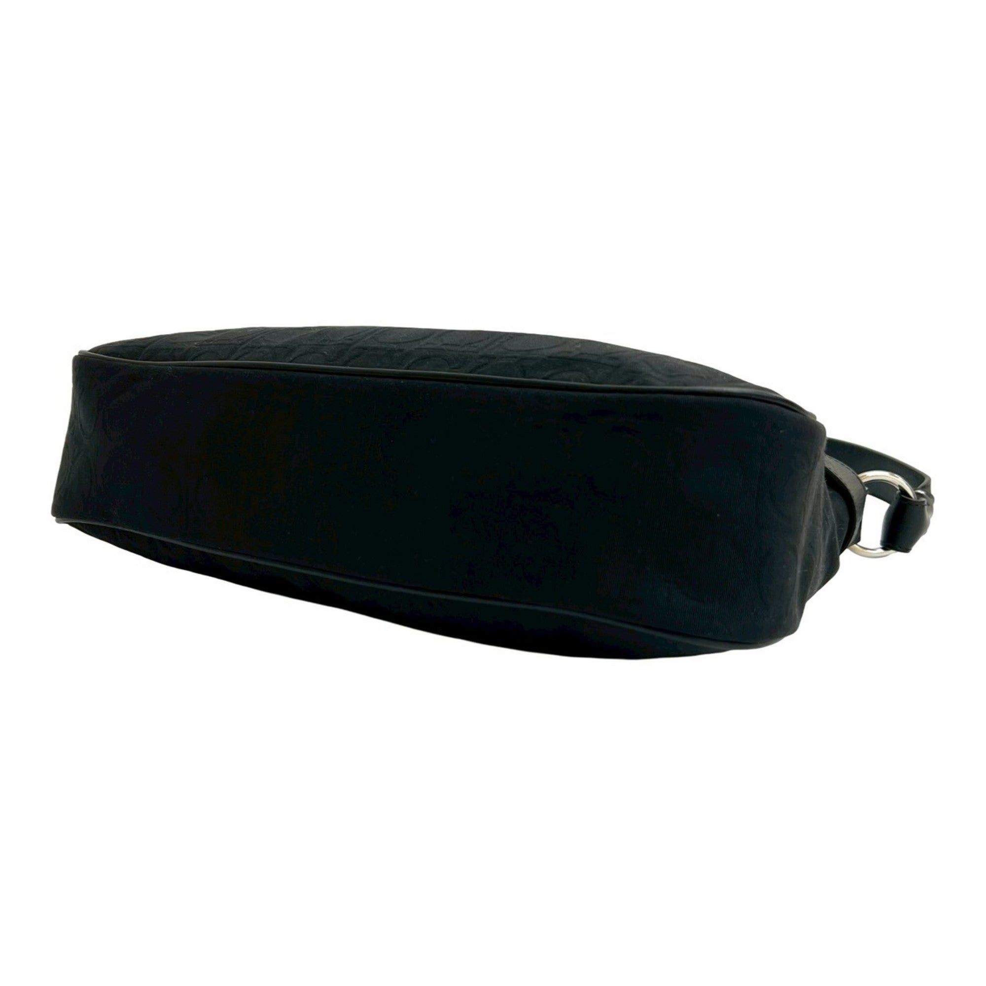 Salvatore Ferragamo Black Canvas Leather Shoulder Bag (Pre-Owned)