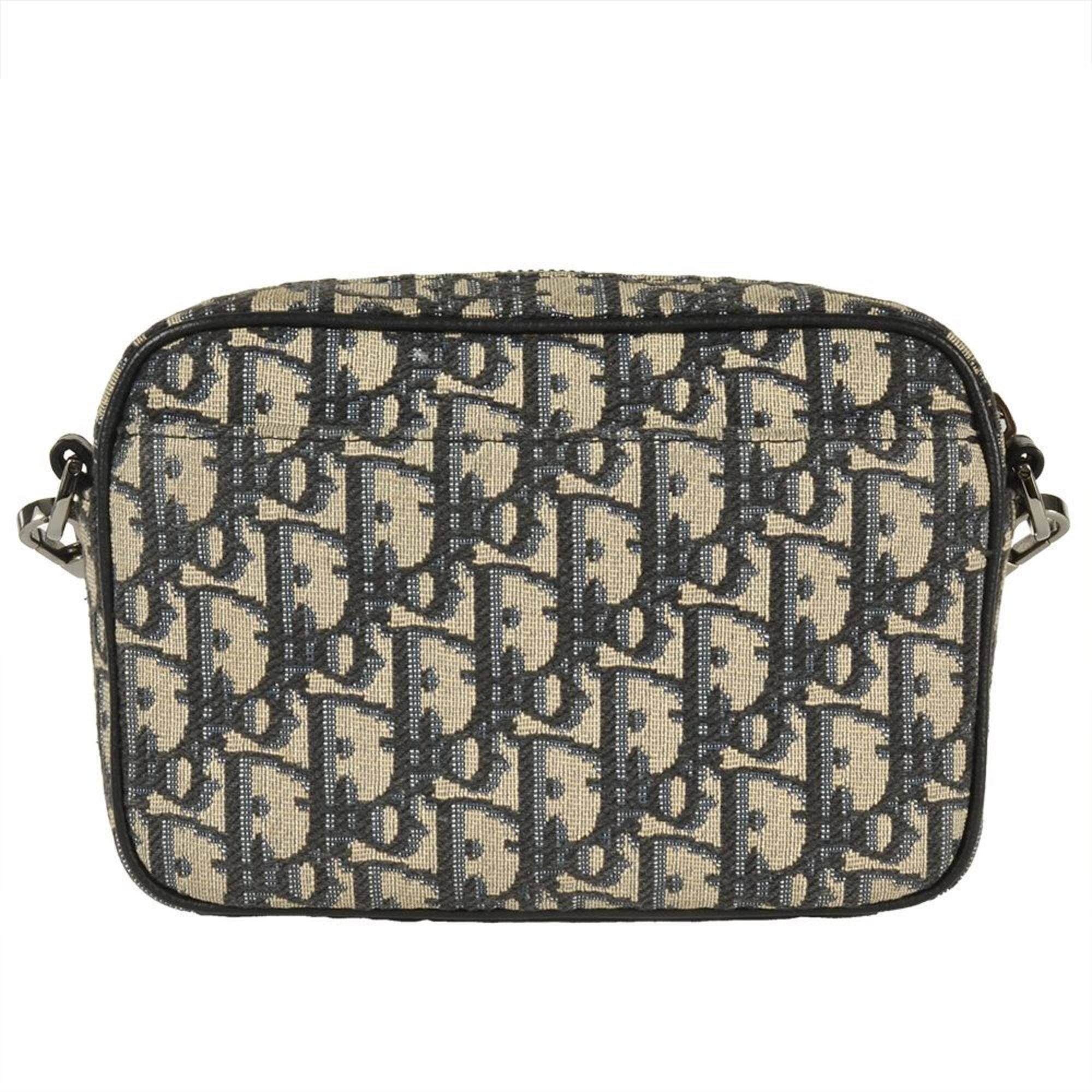 Christian Dior Beige Black Cotton Fabric Leather Shoulder Bag (Pre-Owned)