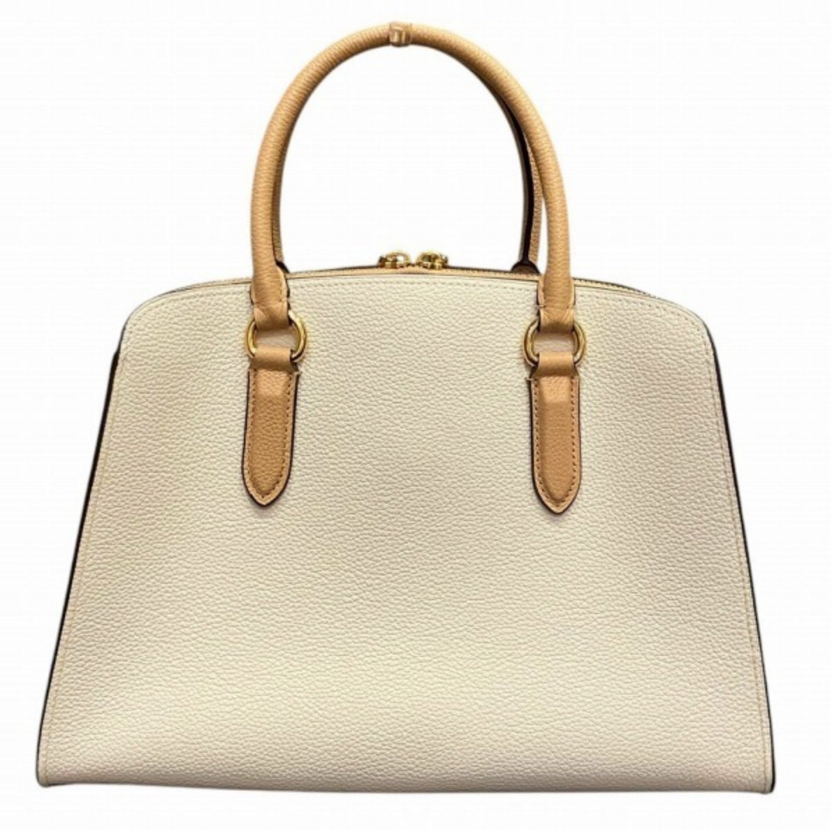 Coach Beige White Leather Handbag Shoulder Bag (Pre-Owned)