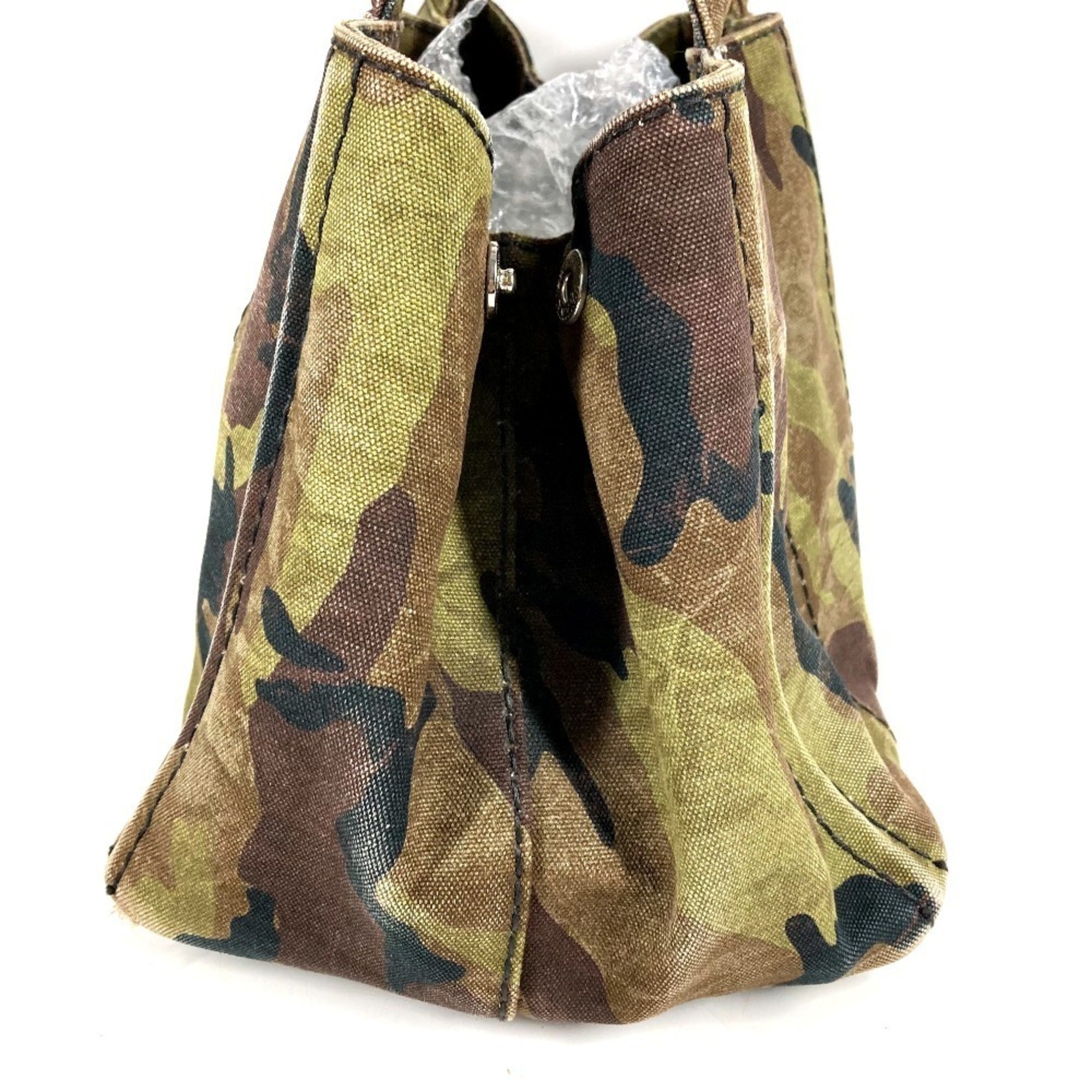 Prada Green Canvas Handbag Tote Bag (Pre-Owned)