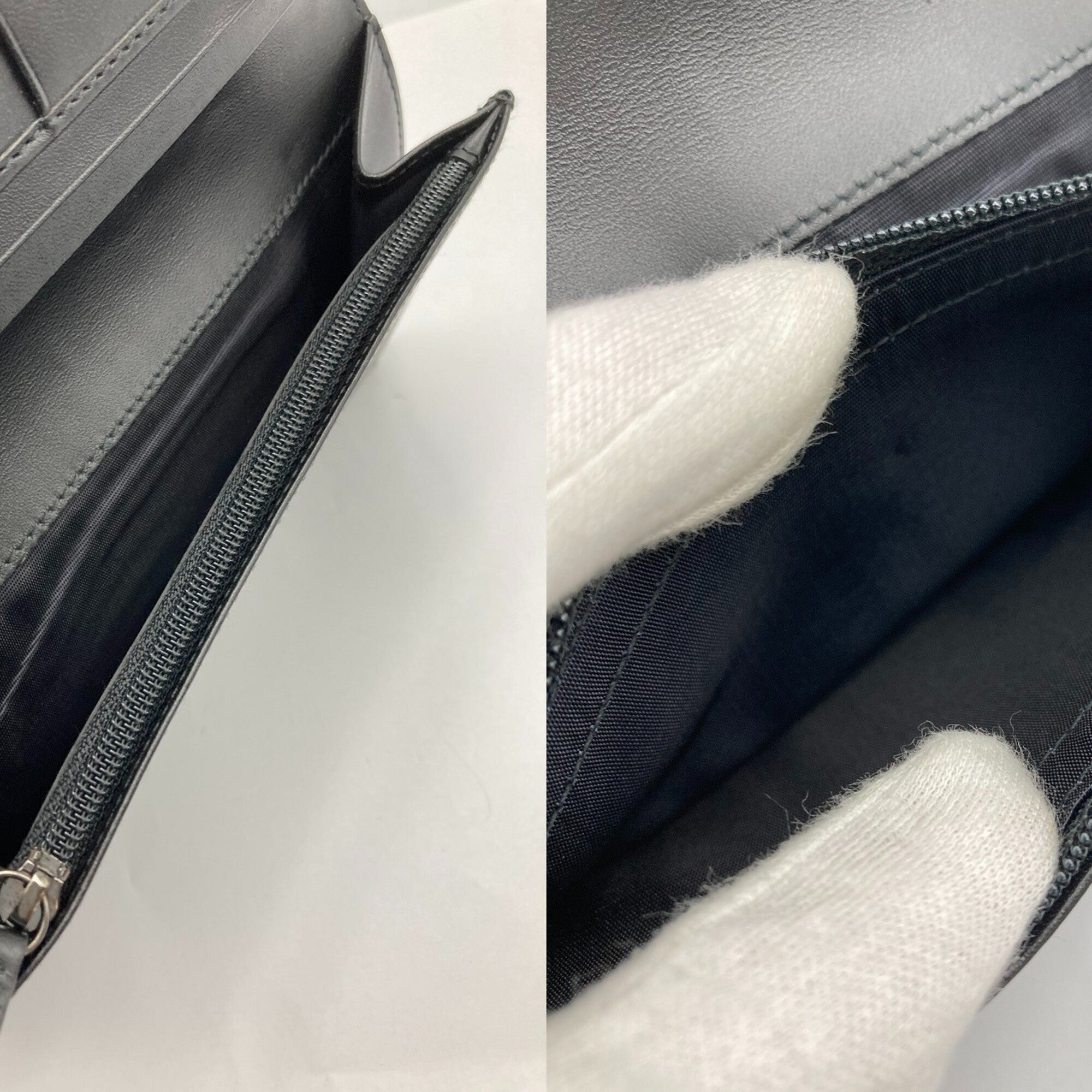 Salvatore Ferragamo Gancini Gray Leather Long Wallet (Bi-Fold) (Pre-Owned)