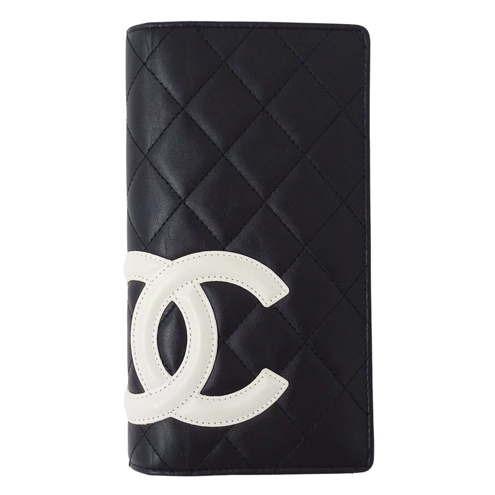 Chanel Cambon Black Leather Long Wallet (Bi-Fold) (Pre-Owned)