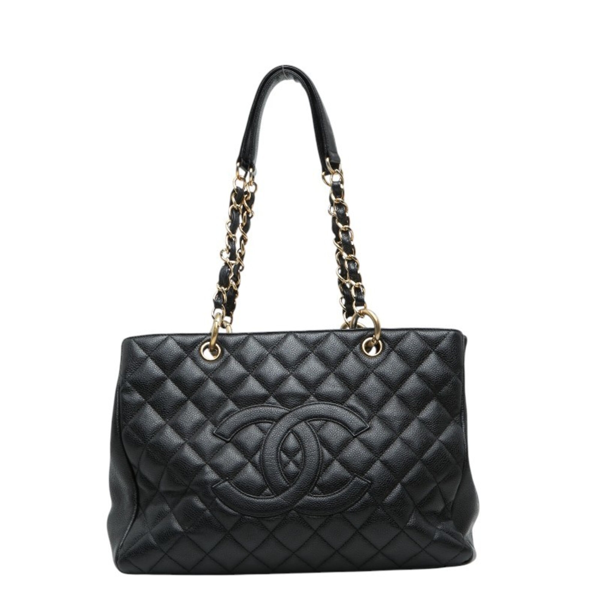 Chanel Black Grained Calfskin Shoulder Bag Tote Bag (Pre-Owned)
