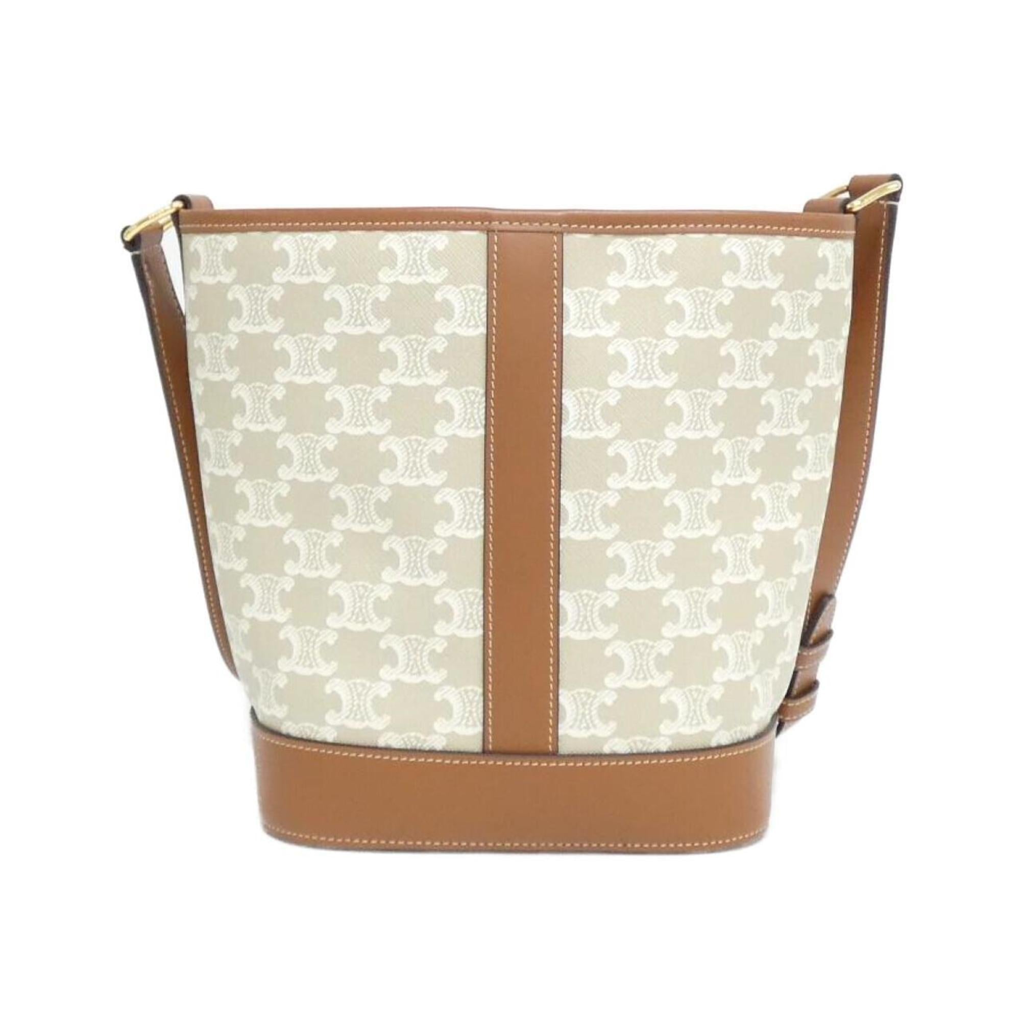 Celine Grayish Canvas Leather Shoulder Bag (Pre-Owned)