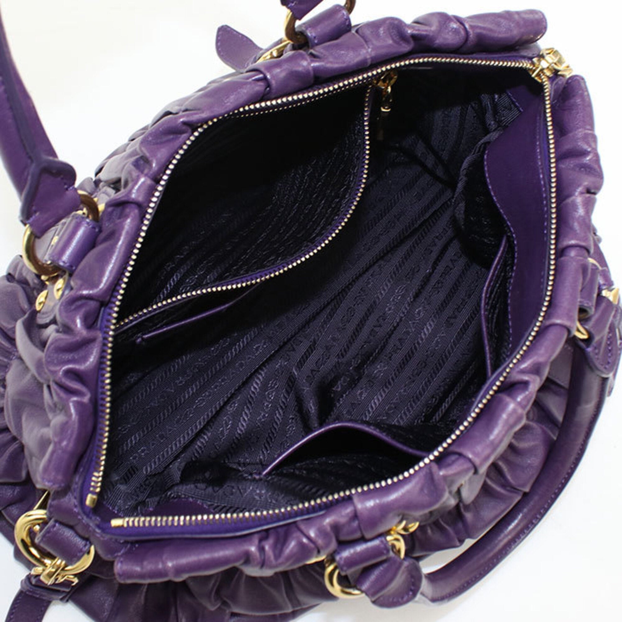 Prada Purple Leather Handbag Tote Bag (Pre-Owned)