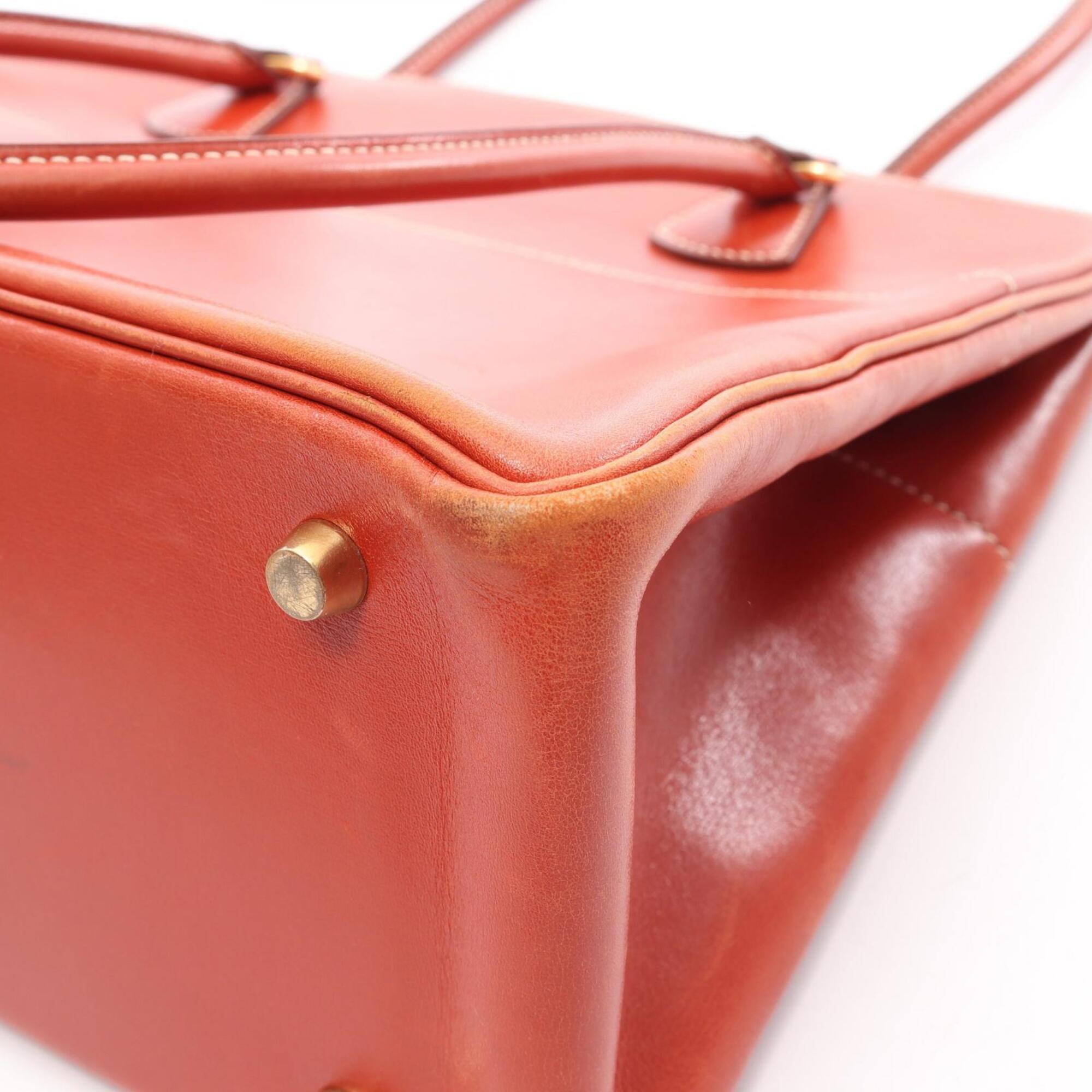 Hermes Brown Box Calf Leather Handbag Tote Bag (Pre-Owned)