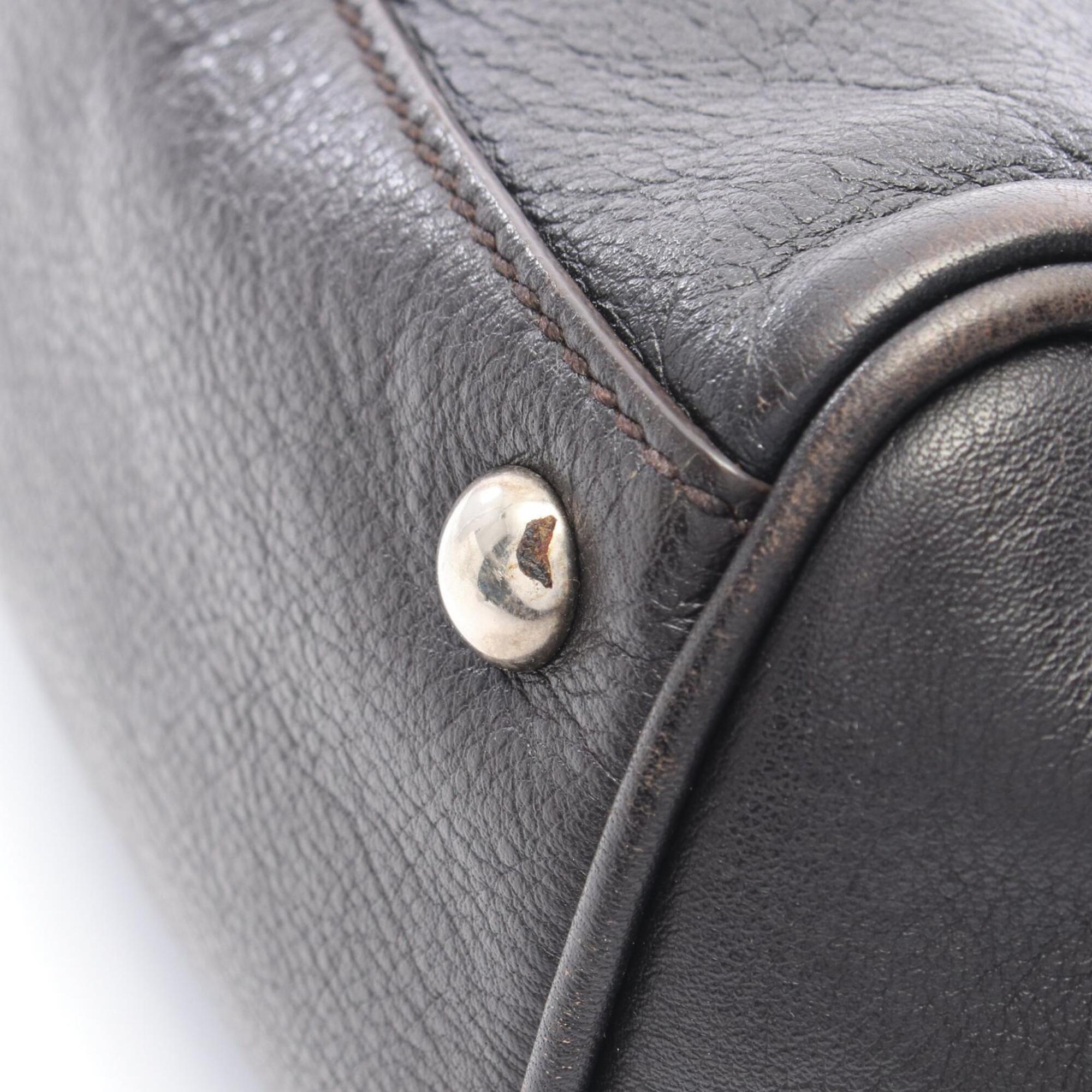 Gucci Brown Leather Handbag Tote Bag (Pre-Owned)