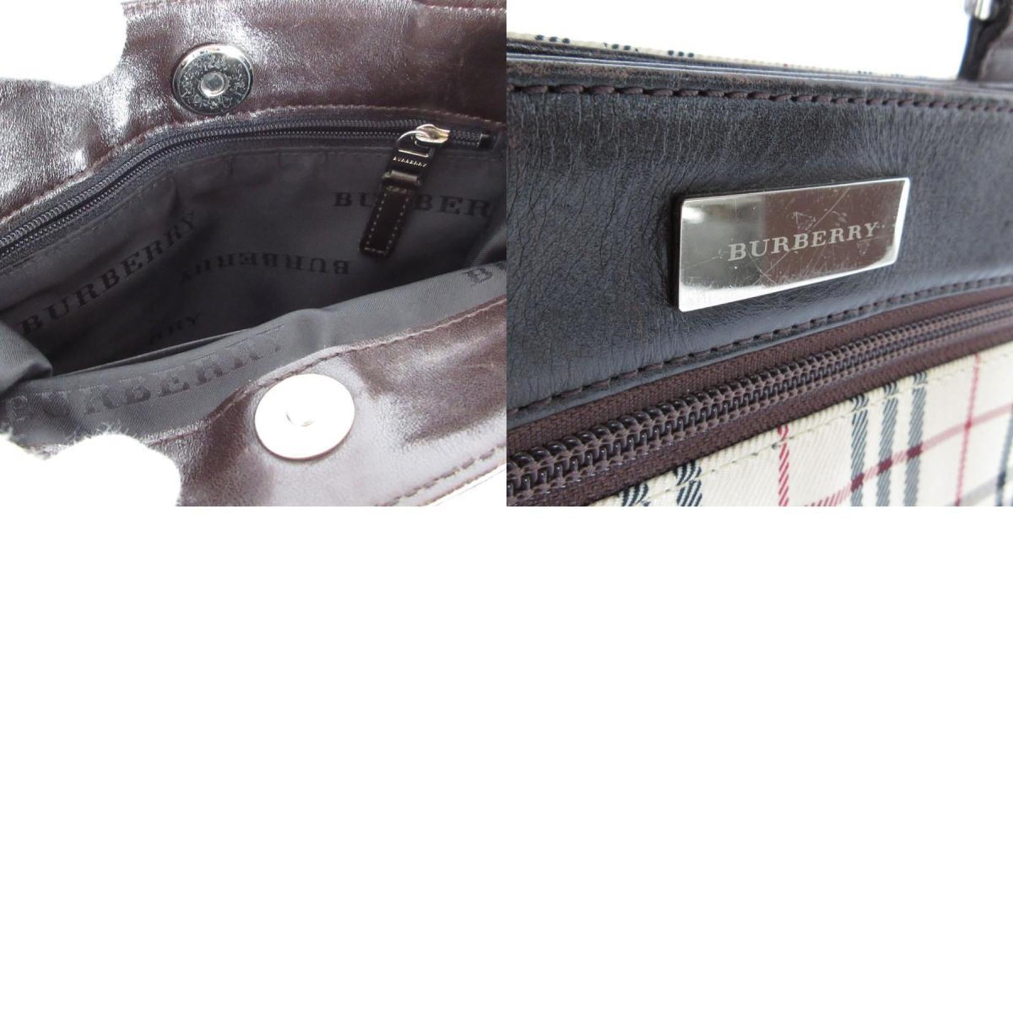 Burberry Beige Brown Canvas Leather Shoulder Bag (Pre-Owned)