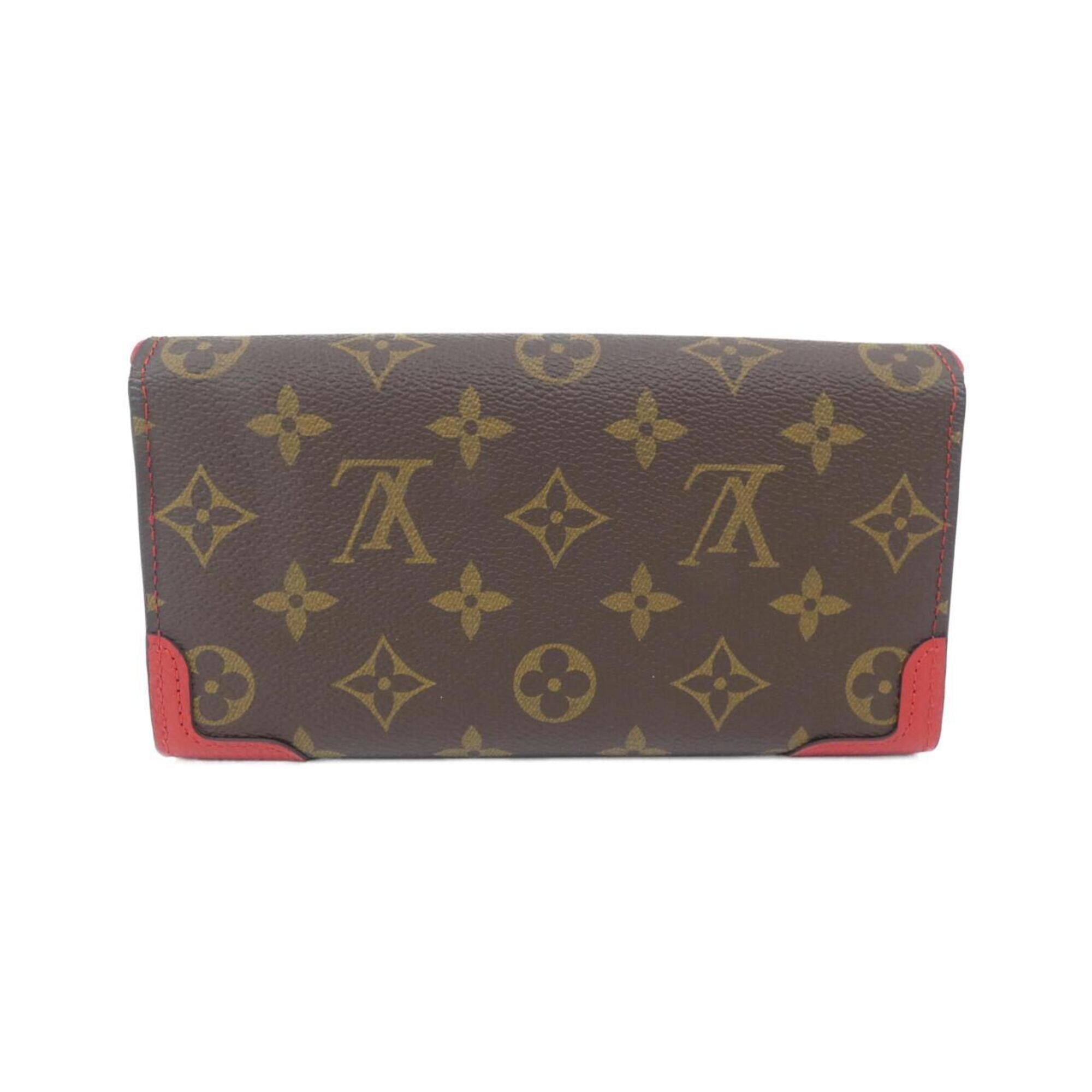 Louis Vuitton Cerise Marron Coated Canvas Leather Long Wallet (Bi-Fold) (Pre-Owned)