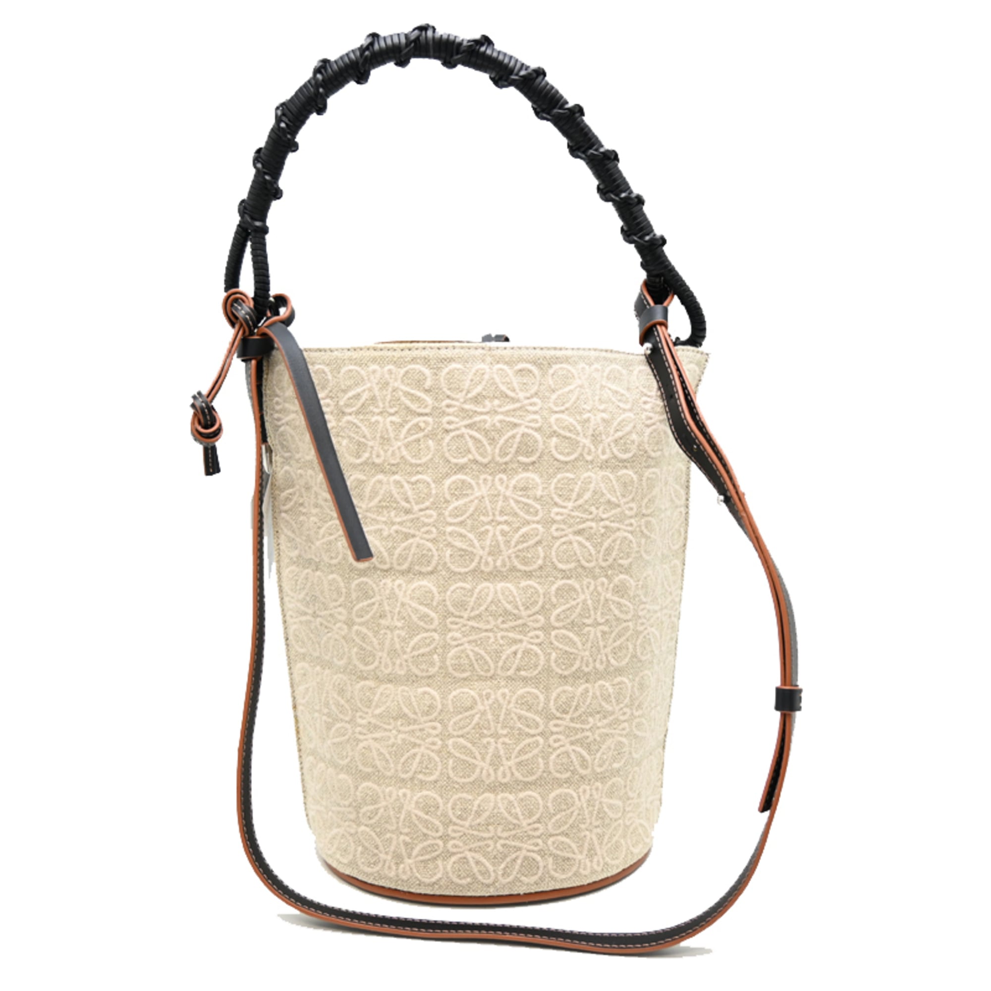 Loewe Beige Black Leather Canvas Baguette Bag (Pre-Owned)