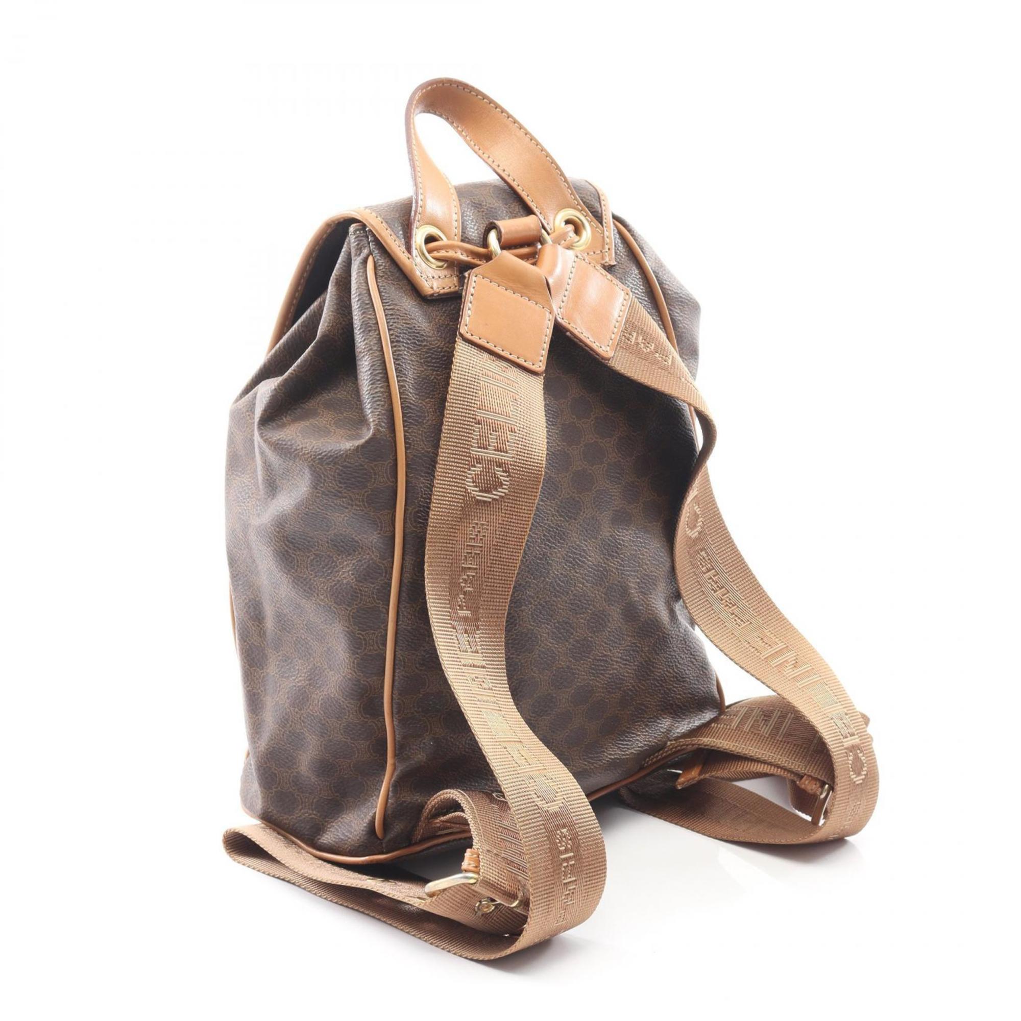 Celine Brown Coated Canvas Leather Backpack (Pre-Owned)