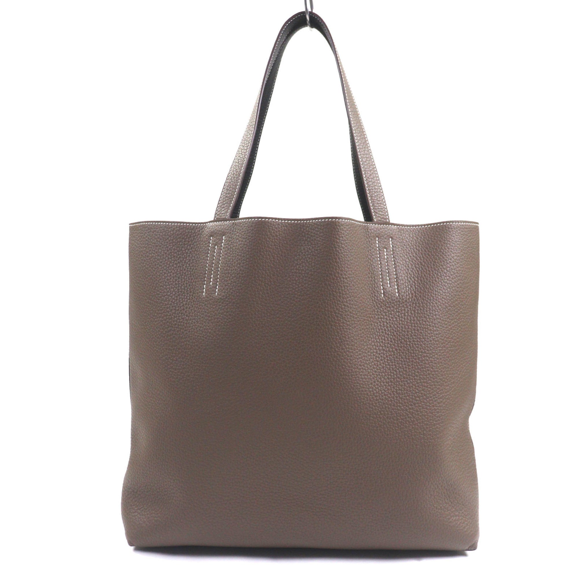 Hermes Ebene Etoupe Gray Taurillon Clemence Leather Tote Bag (Pre-Owned)