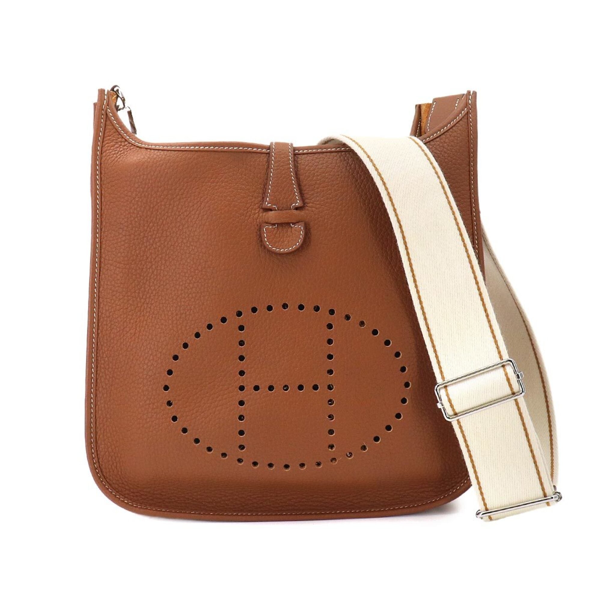 Hermes Evelyne Gold Taurillon Clemence Leather Handbag Shoulder Bag (Pre-Owned)
