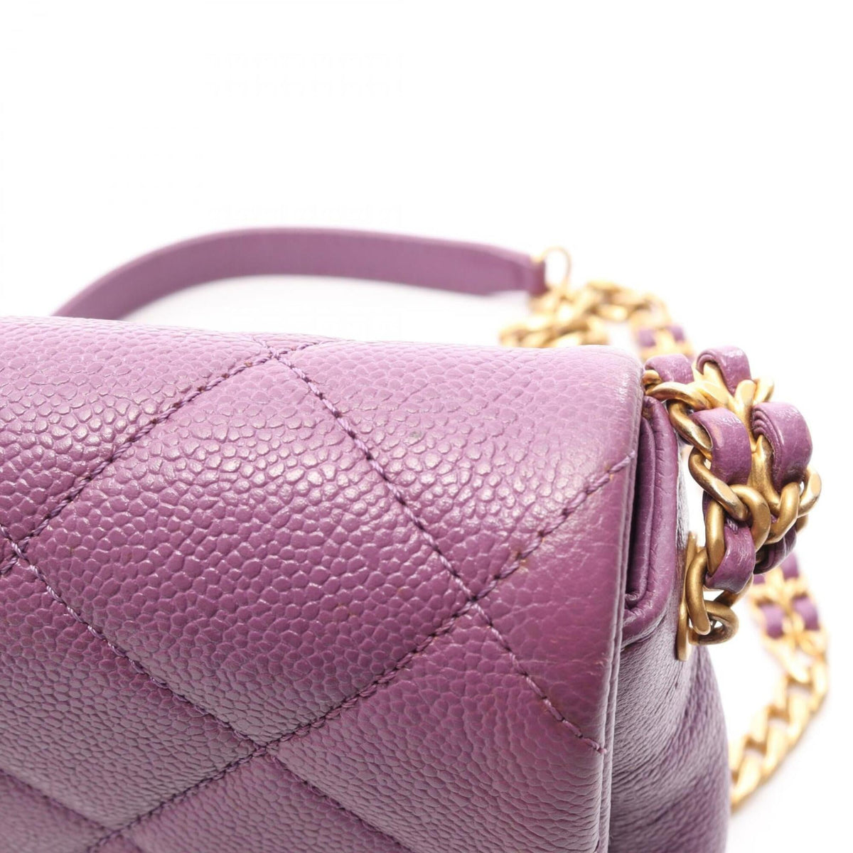 Chanel Purple Leather Handbag Shoulder Bag (Pre-Owned)