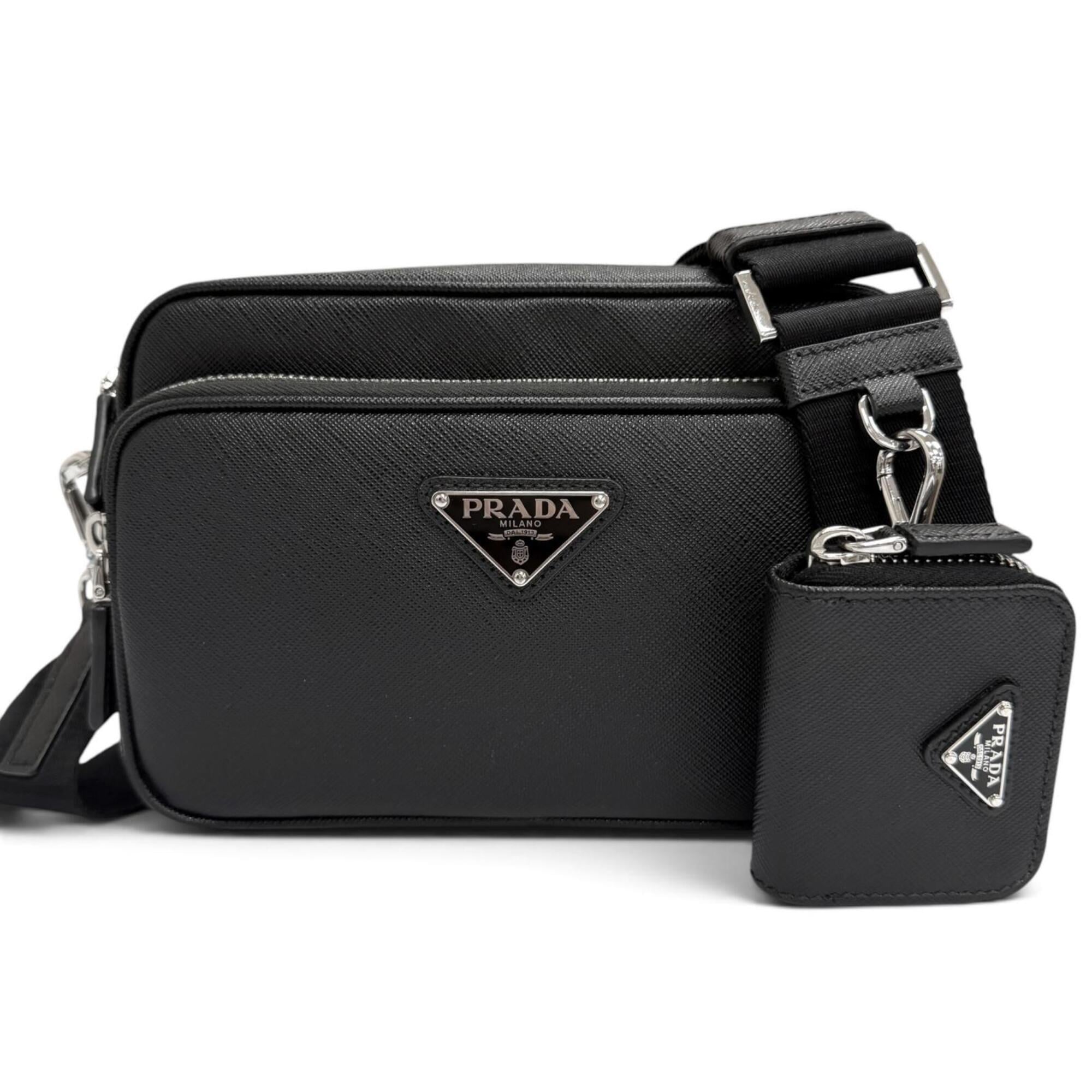 Prada Black Leather Pouch Shoulder Bag (Pre-Owned)