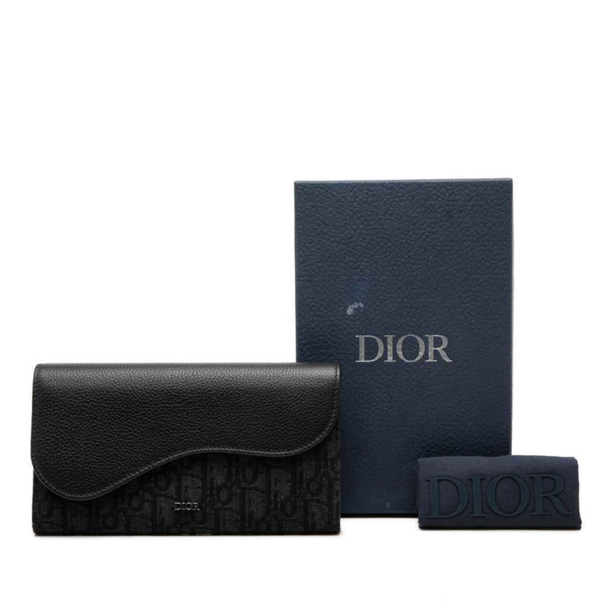Christian Dior Black Canvas Leather Long Wallet (Bi-Fold) (Pre-Owned)