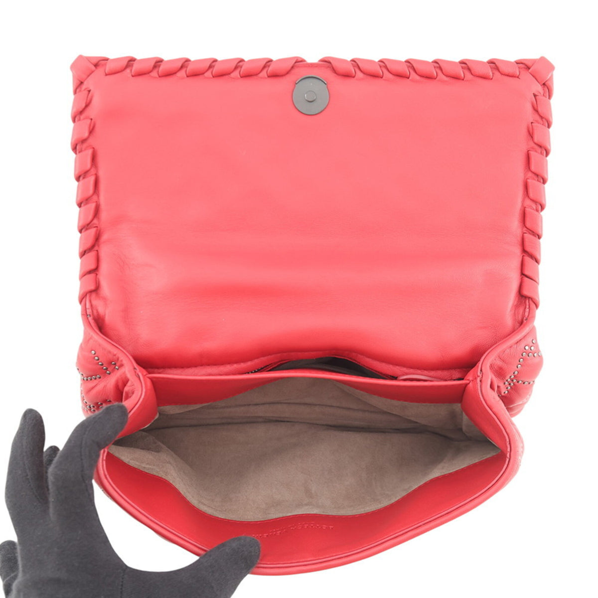 Bottega Veneta Red Color Leather Handbag Shoulder Bag (Pre-Owned)