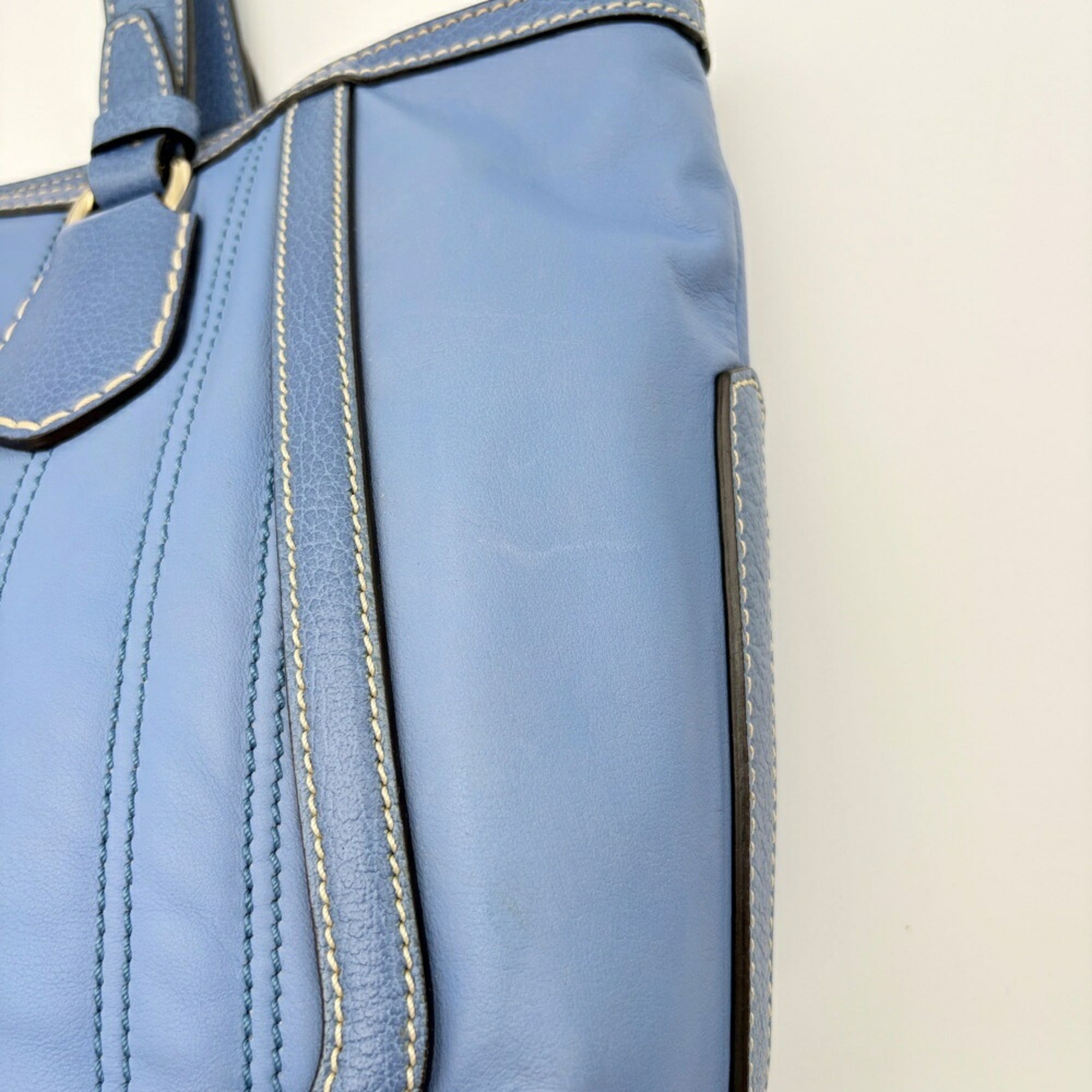 Celine Blue Leather Tote Bag (Pre-Owned)