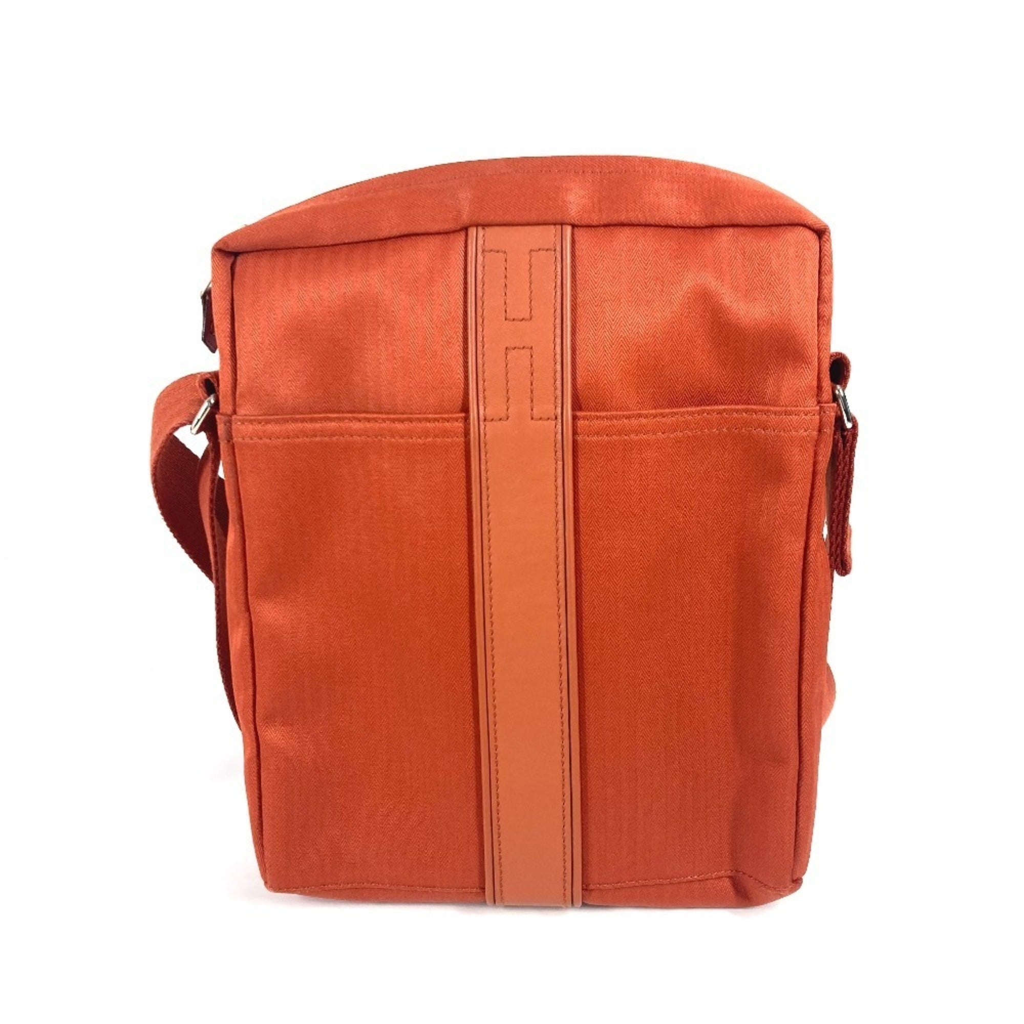 Hermes Acapulco Orange Nylon Canvas Pochette Shoulder Bag (Pre-Owned)