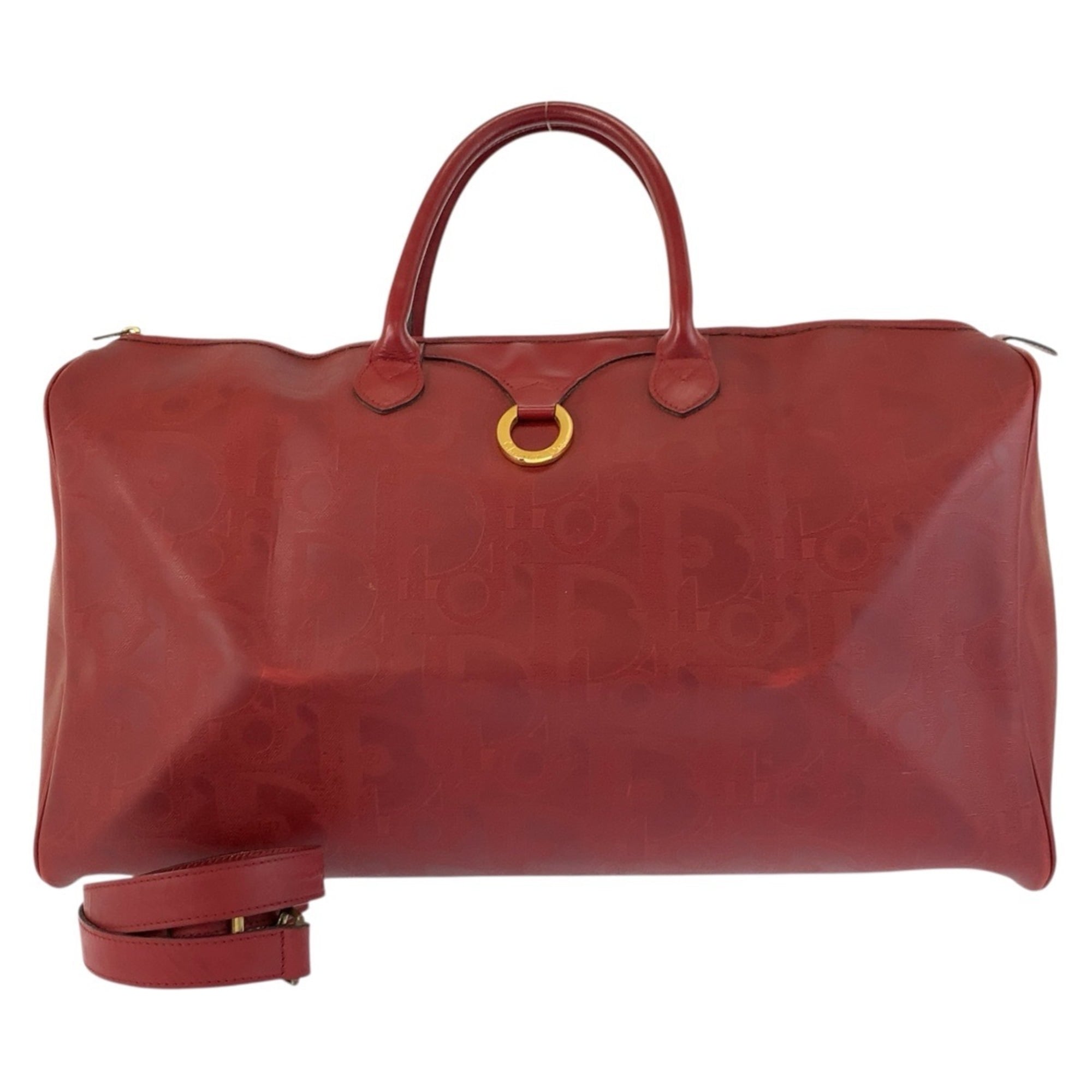 Christian Dior Red Color Pvc Boston Bag Shoulder Bag (Pre-Owned)