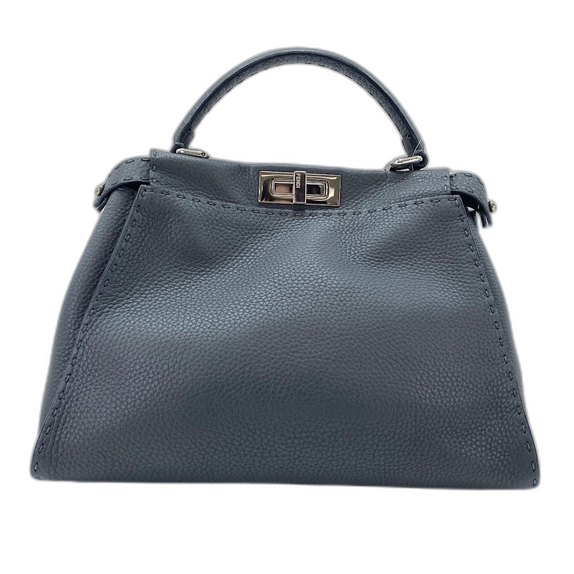 Fendi Peekaboo Gray Handbag Shoulder Bag (Pre-Owned)