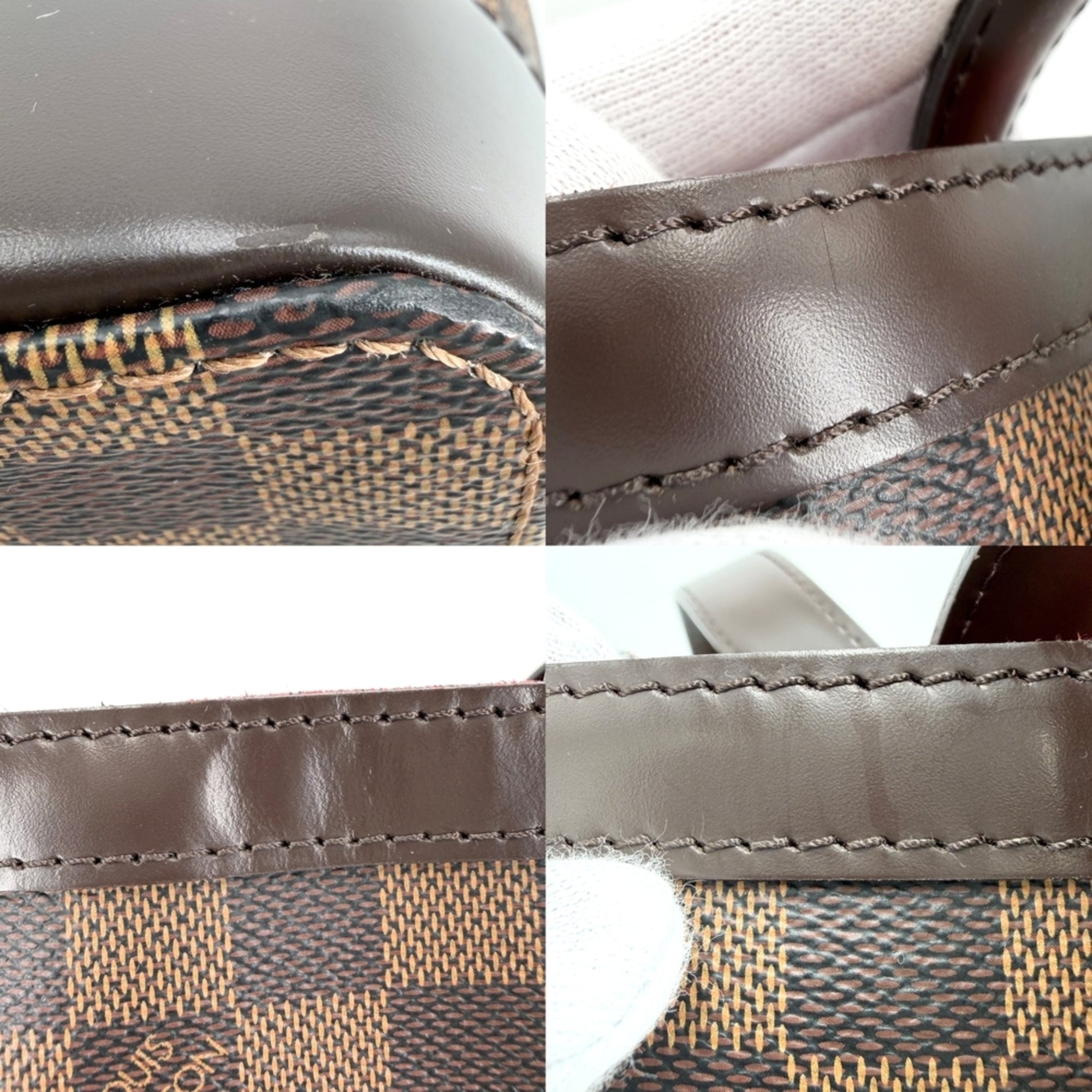 Louis Vuitton Brown White Damier Canvas Handbag Tote Bag (Pre-Owned)