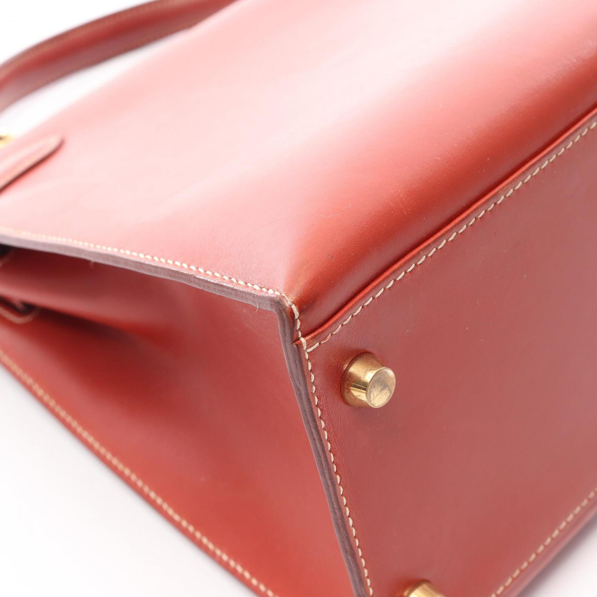 Hermes Brique Brown Box Calf Leather Handbag (Pre-Owned)