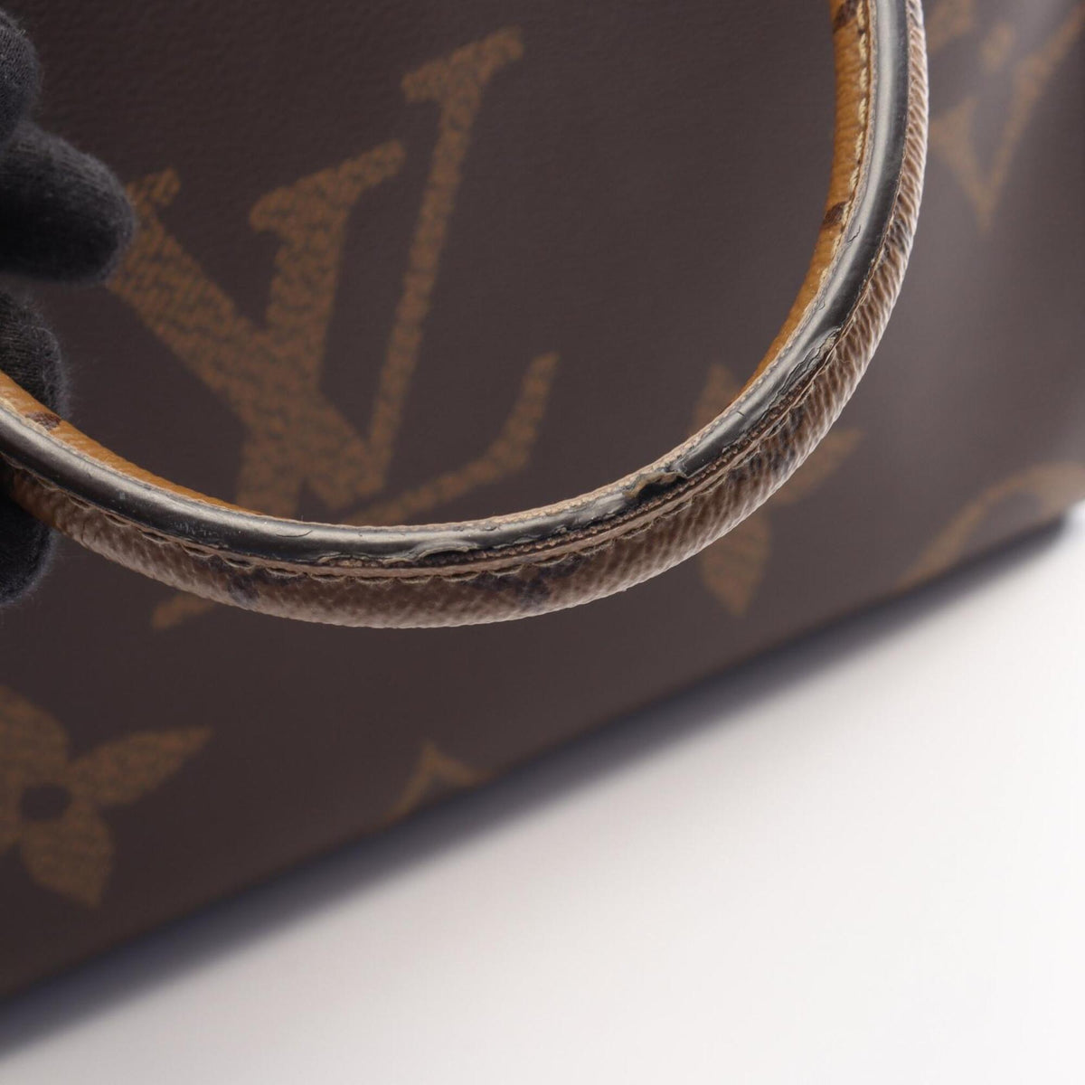 Louis Vuitton Beige Brown Monogram Coated Canvas Leather Handbag Tote Bag (Pre-Owned)