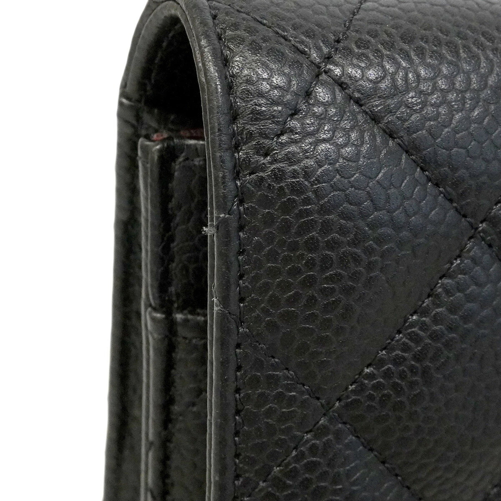 Chanel Black Grained Calfskin Chain/Shoulder Wallet (Pre-Owned)
